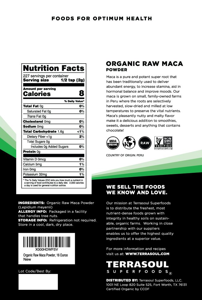 Foto 3 pulgar | Maca En Polvo Terrasoul Superfoods Organic Raw 2 Kg - Venta Internacional.