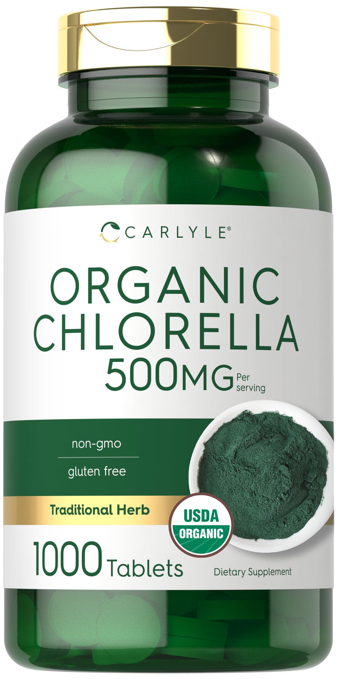 Foto 2 pulgar | Suplemento Carlyle Chlorella En Tabletas Orgánicas, 500 Mg, 1000 Unidades - Venta Internacional.