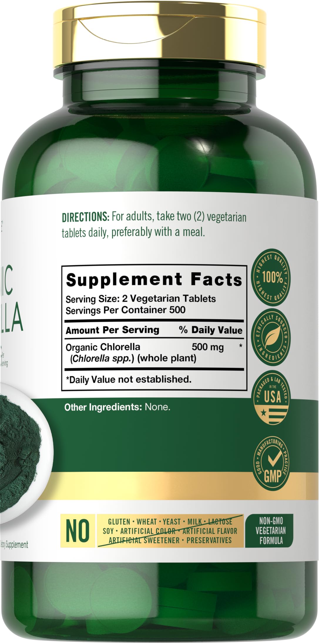 Foto 3 pulgar | Suplemento Carlyle Chlorella En Tabletas Orgánicas, 500 Mg, 1000 Unidades - Venta Internacional.