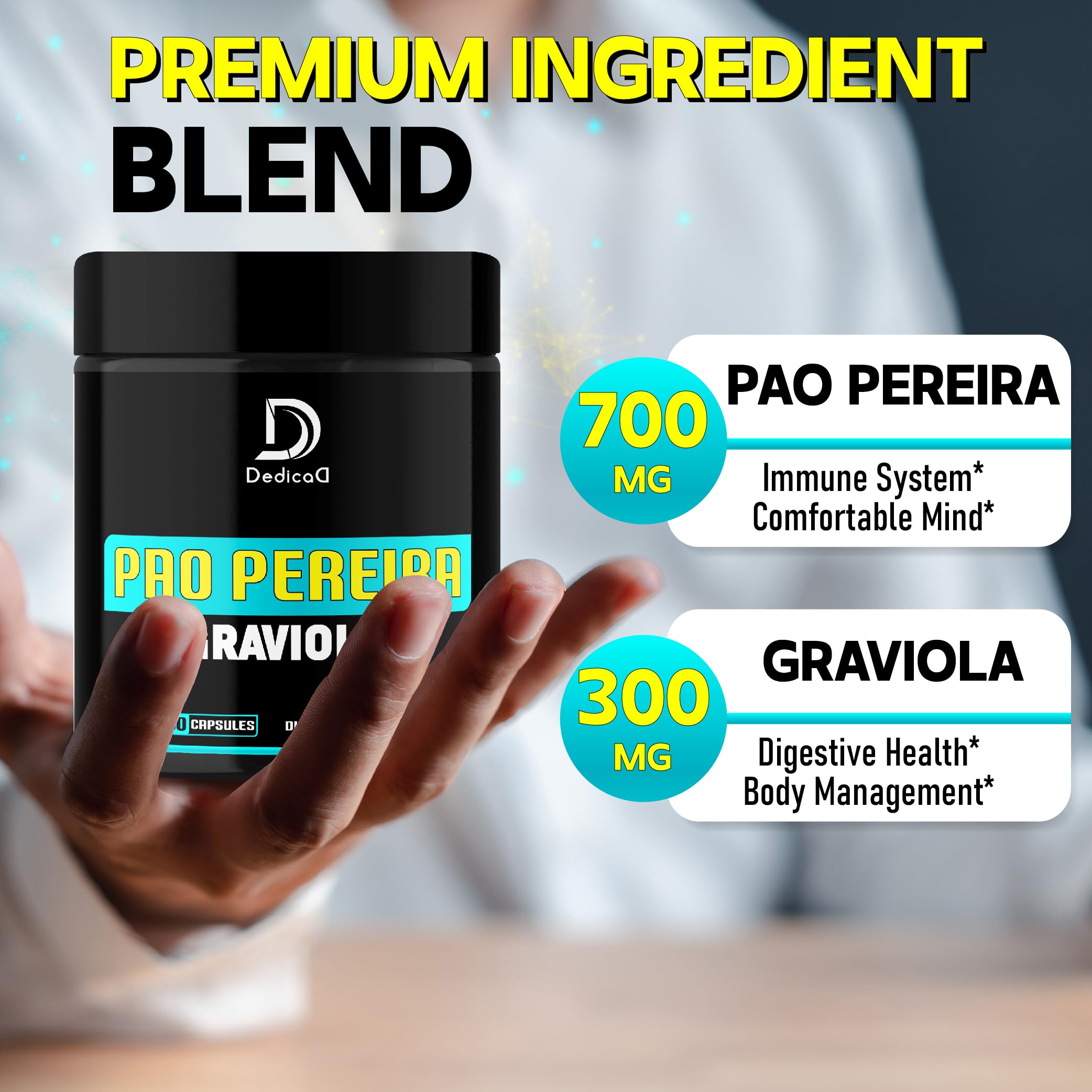 Foto 4 pulgar | Suplemento Dedicad: Extracto De Corteza De Pao Pereira, 850 Mg, 150 Cápsulas - Venta Internacional.