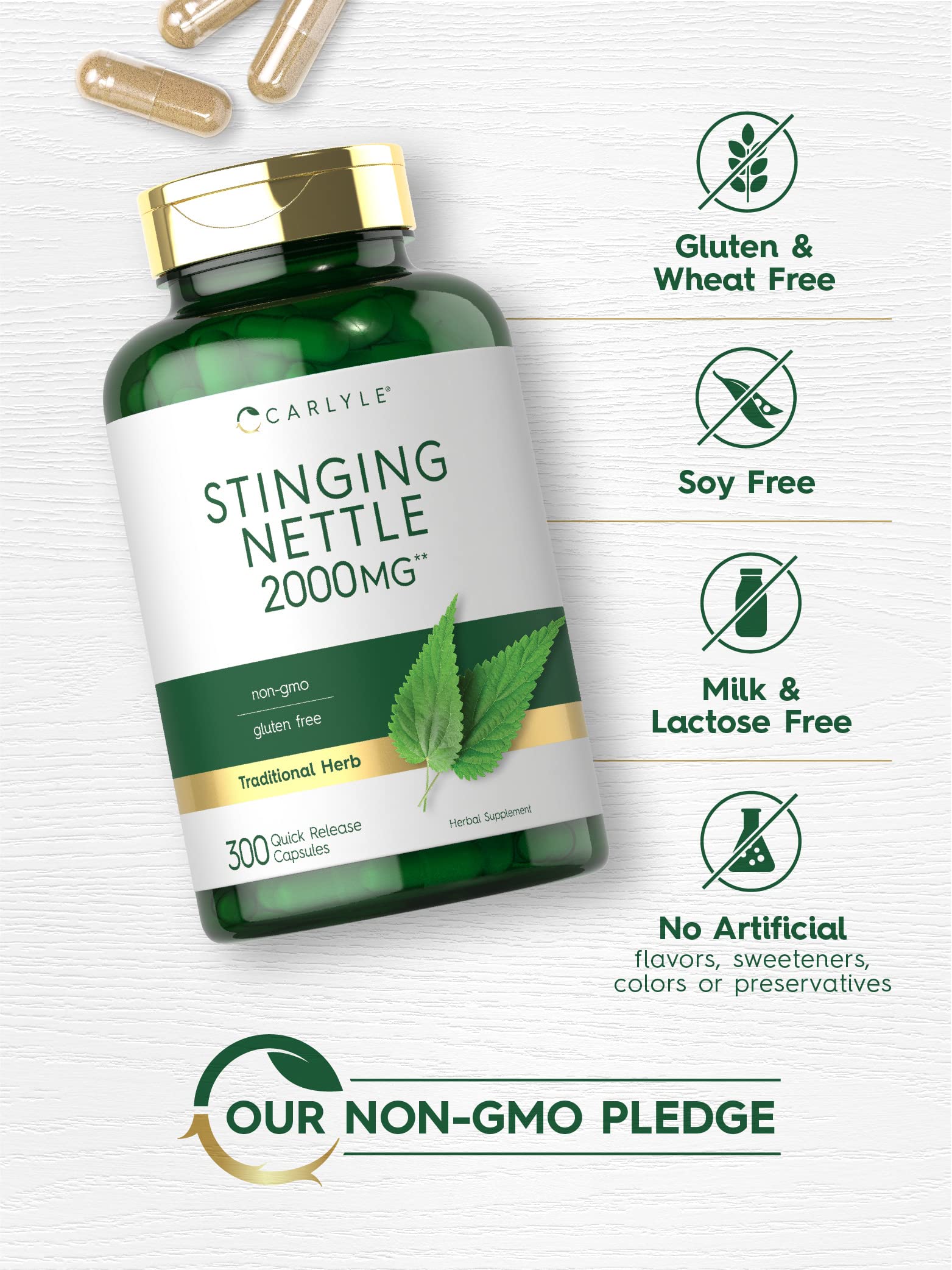 Foto 4 | Suplemento De Extracto De Hoja De Ortiga De Carlyle, 2000 Mg, 300 Cápsulas - Venta Internacional.