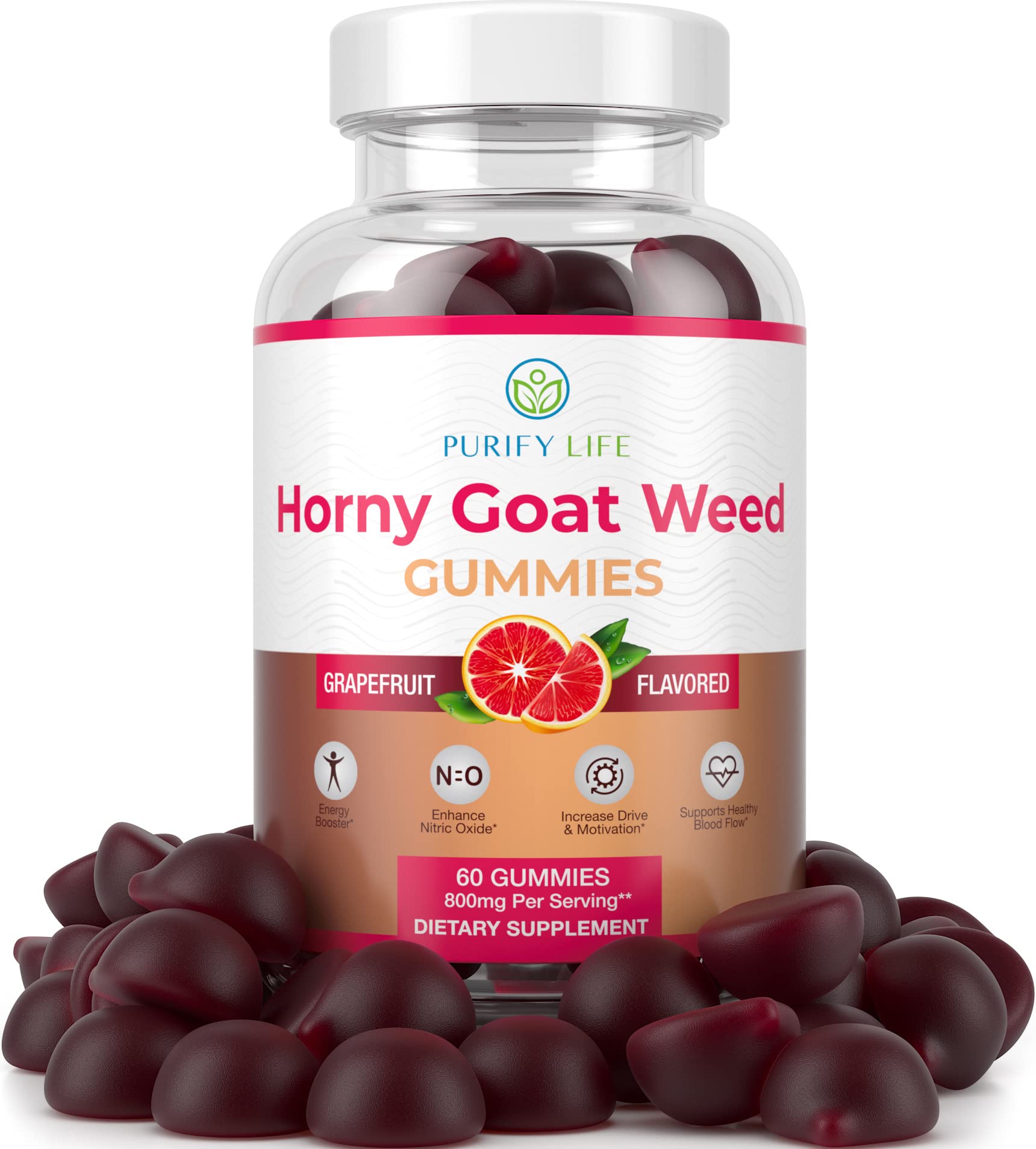 Foto 2 pulgar | Gomitas Purify Life Horny Goat Weed De Supplement, 60 Unidades, 800 Mg - Venta Internacional.
