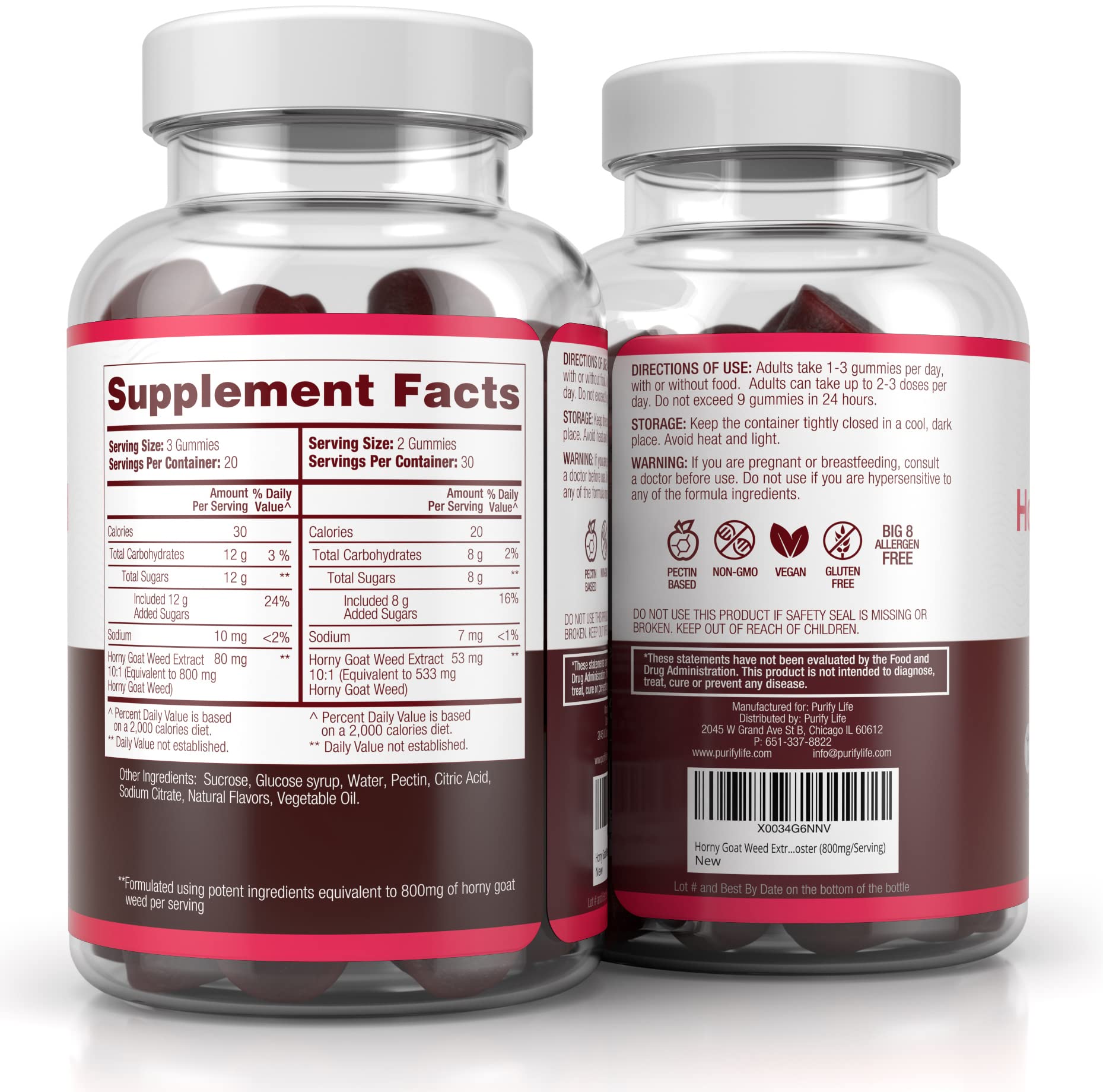 Foto 7 pulgar | Gomitas Purify Life Horny Goat Weed De Supplement, 60 Unidades, 800 Mg - Venta Internacional.