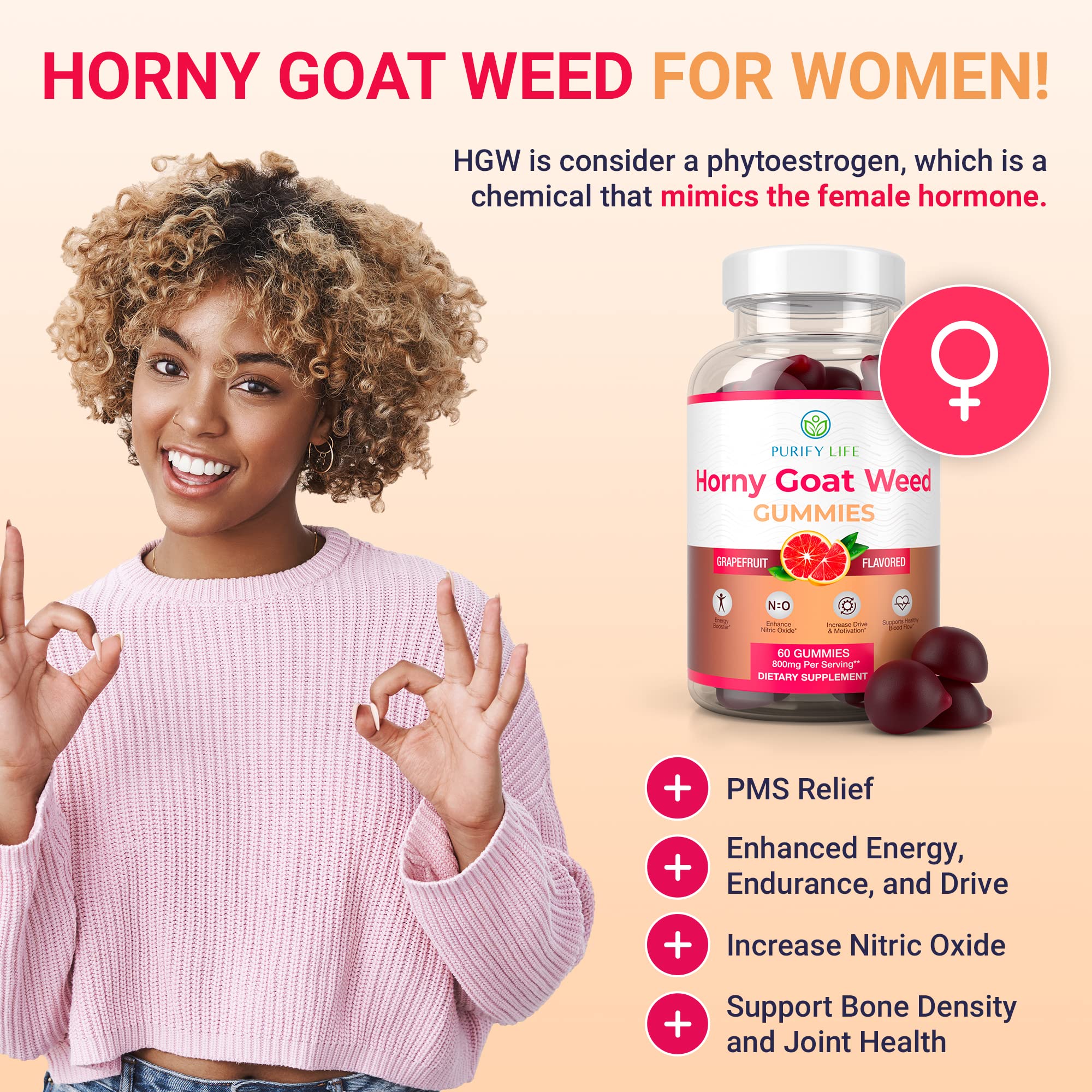 Foto 8 pulgar | Gomitas Purify Life Horny Goat Weed De Supplement, 60 Unidades, 800 Mg - Venta Internacional.