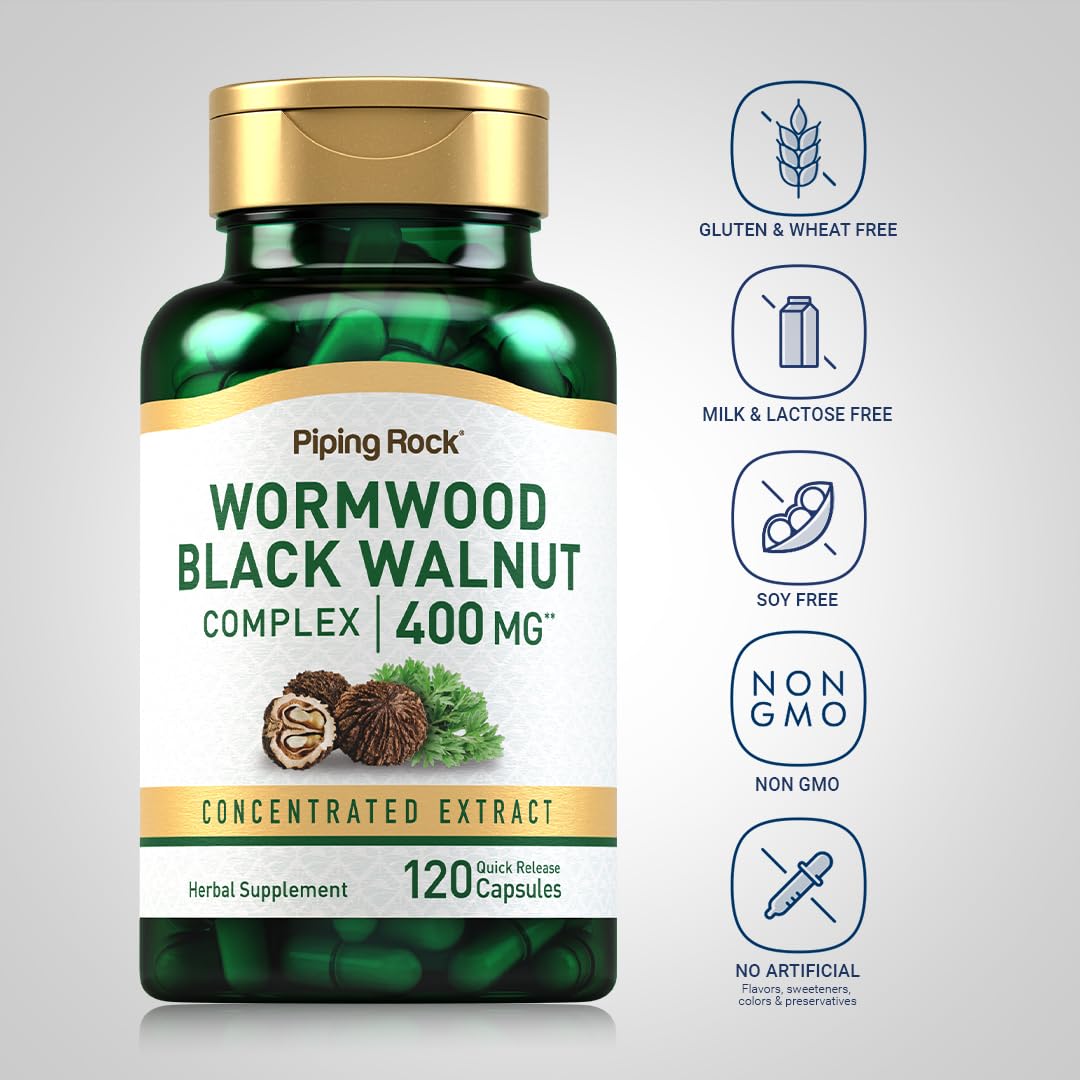 Foto 4 pulgar | Suplemento Piping Rock Wormwood Black Walnut 400 Mg 120 Cápsulas - Venta Internacional.