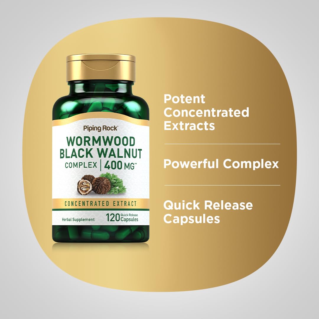 Foto 5 pulgar | Suplemento Piping Rock Wormwood Black Walnut 400 Mg 120 Cápsulas - Venta Internacional.