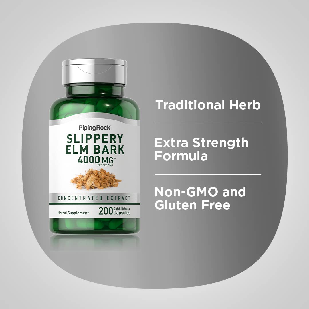 Foto 5 pulgar | Suplemento Piping Rock Slippery Elm Bark 4000 Mg 200 Cápsulas - Venta Internacional.