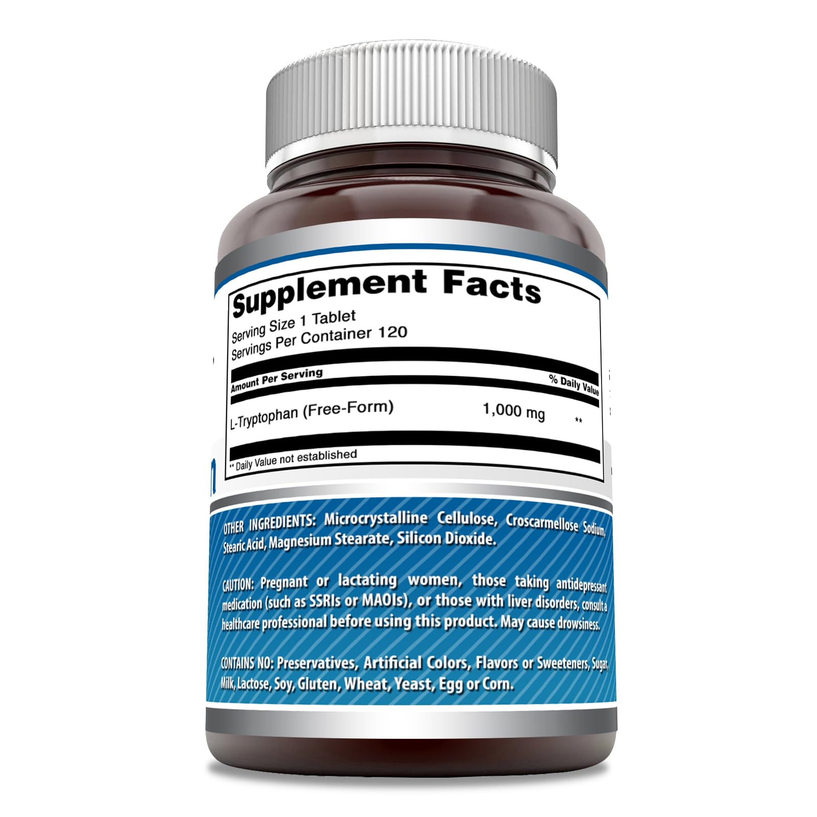 Foto 3 pulgar | Suplemento De Tabletas De L-triptófano De 1000 Mg De Amazing Formulas X120 - Venta Internacional.