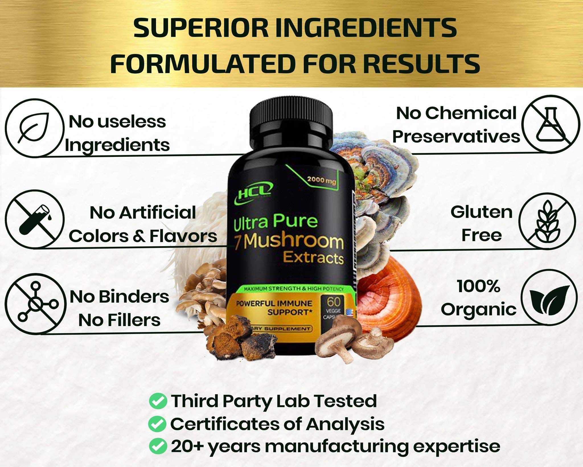 Foto 6 pulgar | Suplemento De Extractos De Hongos Hcl Herbal Code Labs 2000 Mg - Venta Internacional.