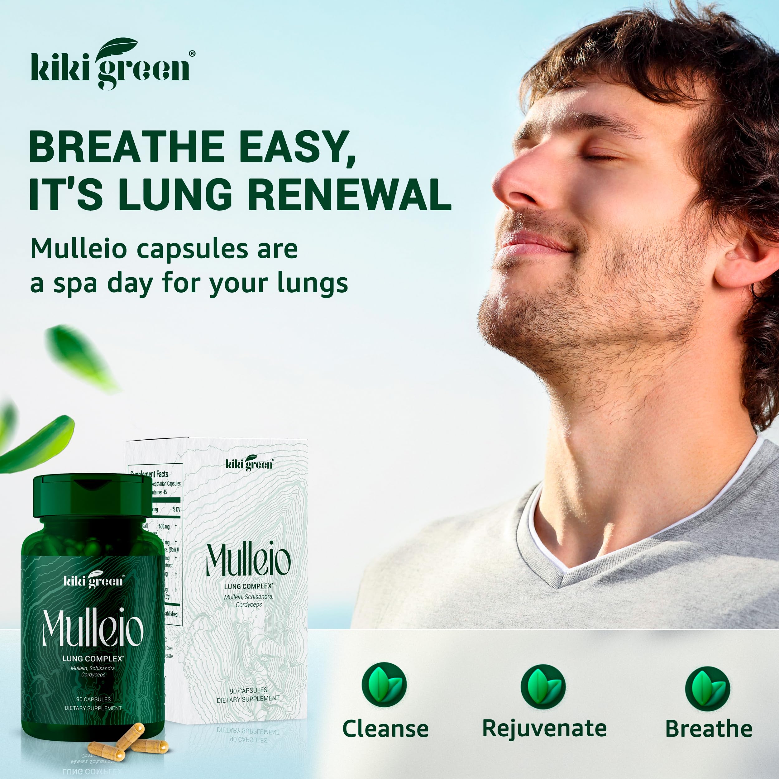 Foto 2 | Suplemento Kiki Green Mulleio Lung Health 90 Cápsulas Veganas - Venta Internacional.