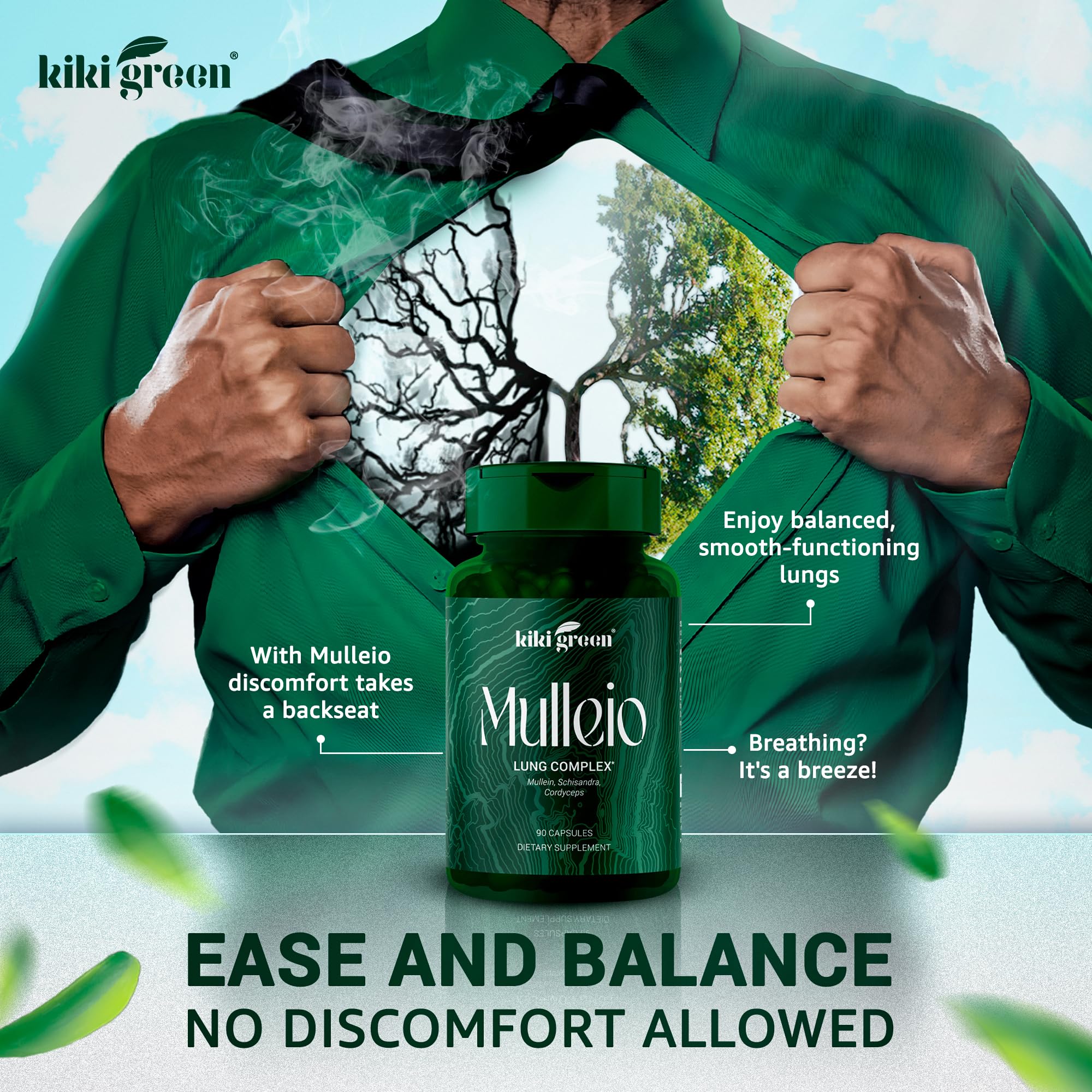 Foto 4 | Suplemento Kiki Green Mulleio Lung Health 90 Cápsulas Veganas - Venta Internacional.