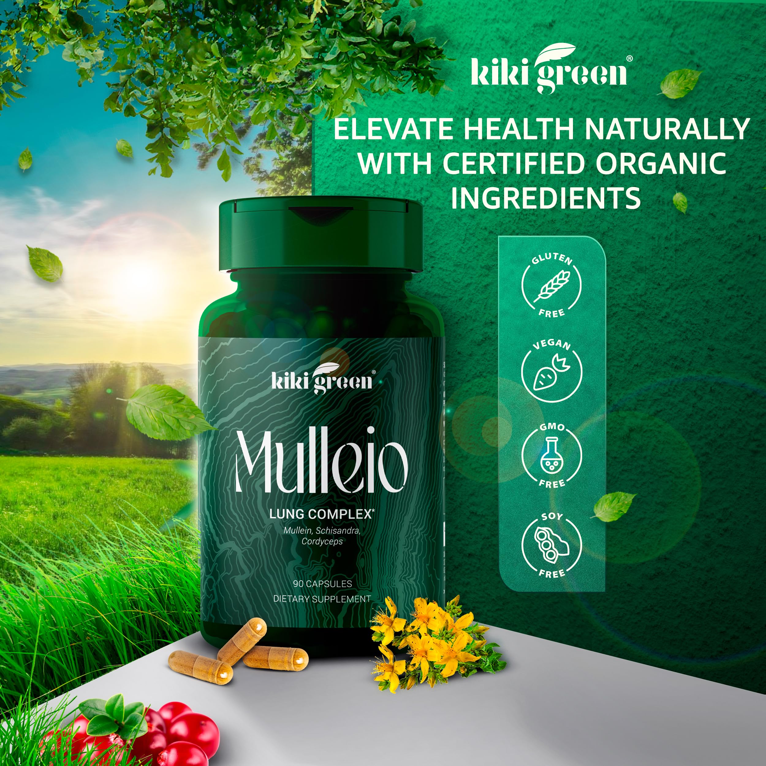Foto 6 | Suplemento Kiki Green Mulleio Lung Health 90 Cápsulas Veganas - Venta Internacional.