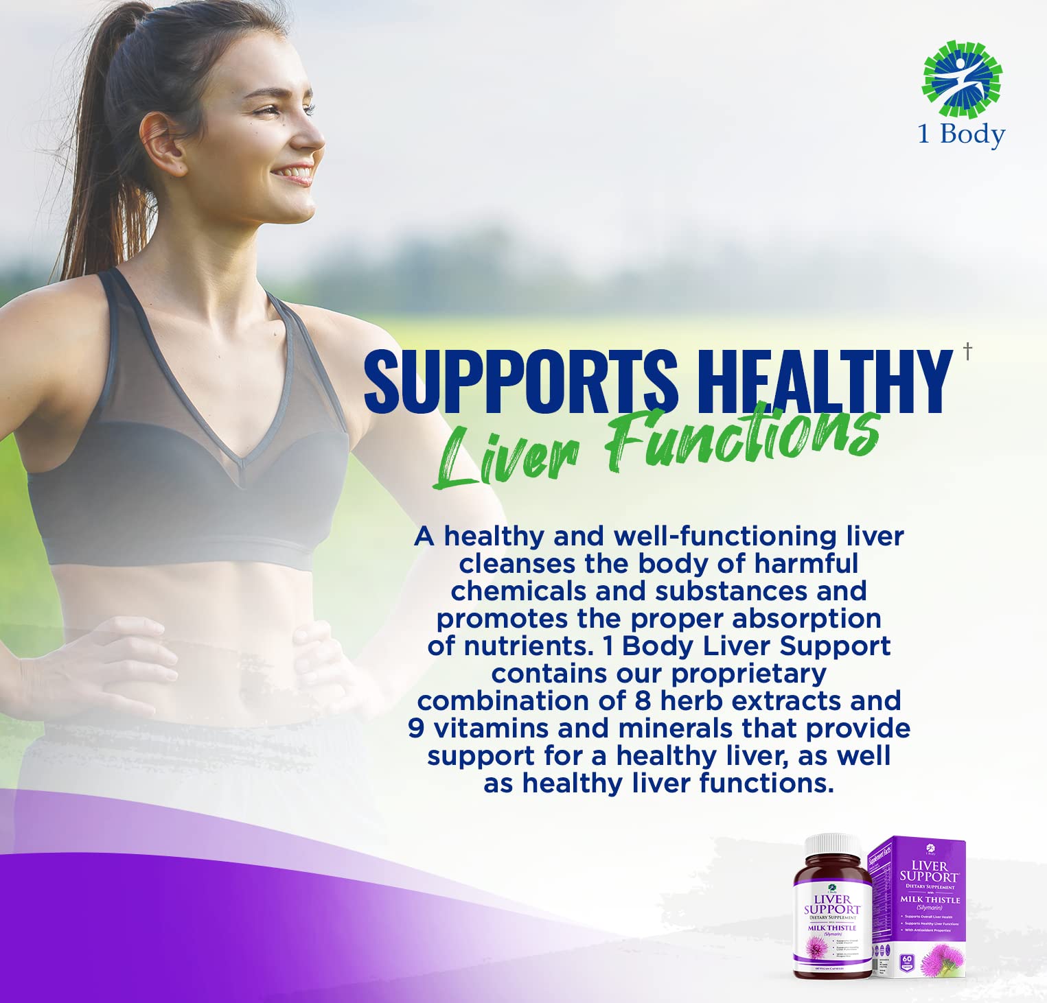Foto 7 pulgar | Suplemento 1: Body Liver Cleanse, Cardo Mariano, Cúrcuma, 60 Cápsulas - Venta Internacional.