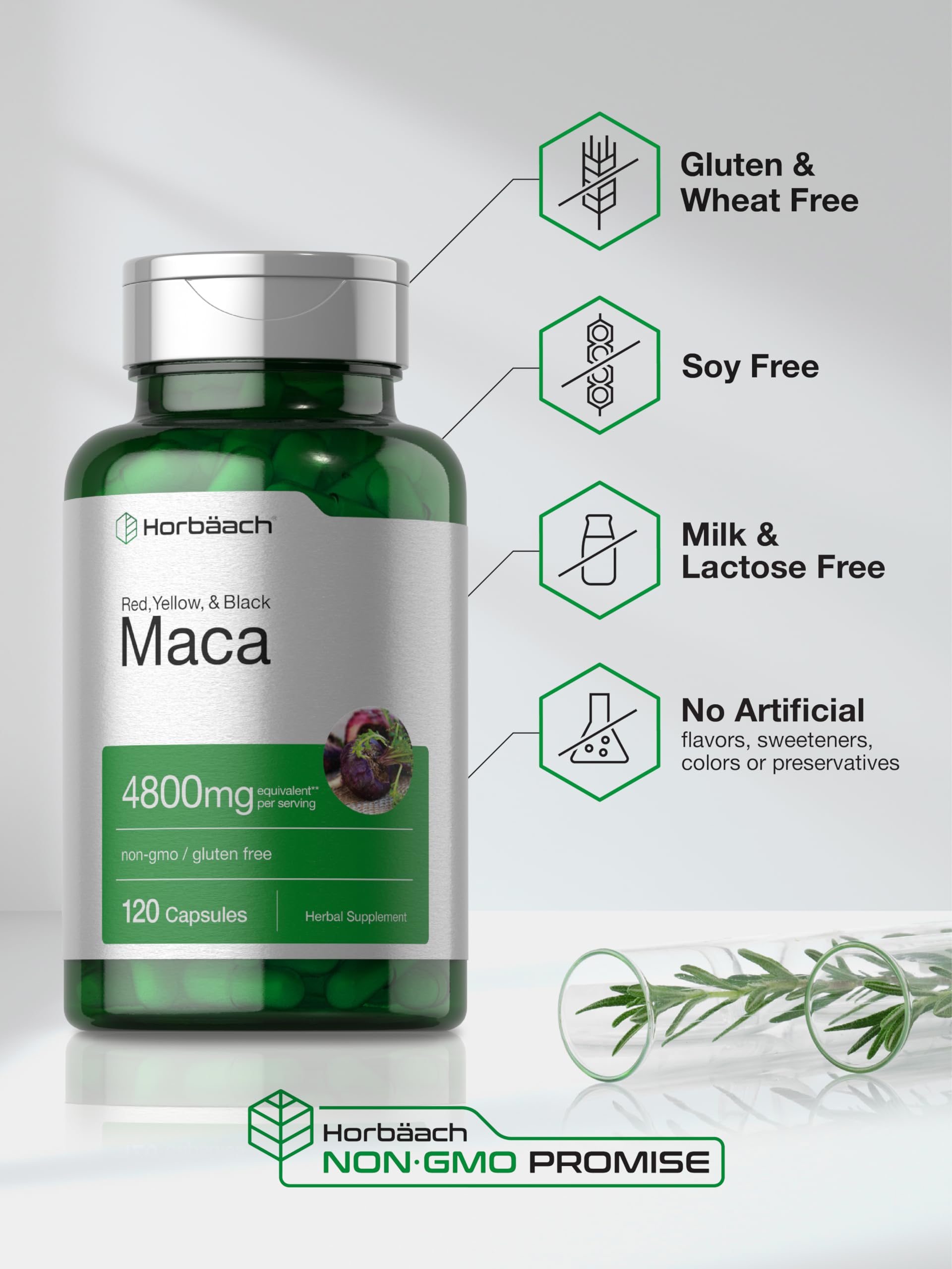 Foto 4 | Cápsulas De Raíz De Maca Horbaach, 120 Píldoras, Extracto De Alta Potencia - Venta Internacional.