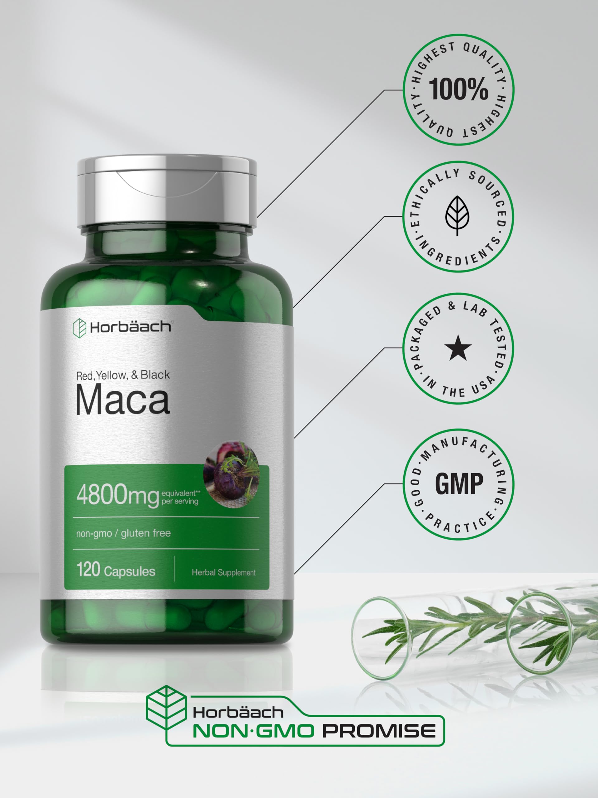 Foto 6 pulgar | Cápsulas De Raíz De Maca Horbaach, 120 Píldoras, Extracto De Alta Potencia - Venta Internacional.