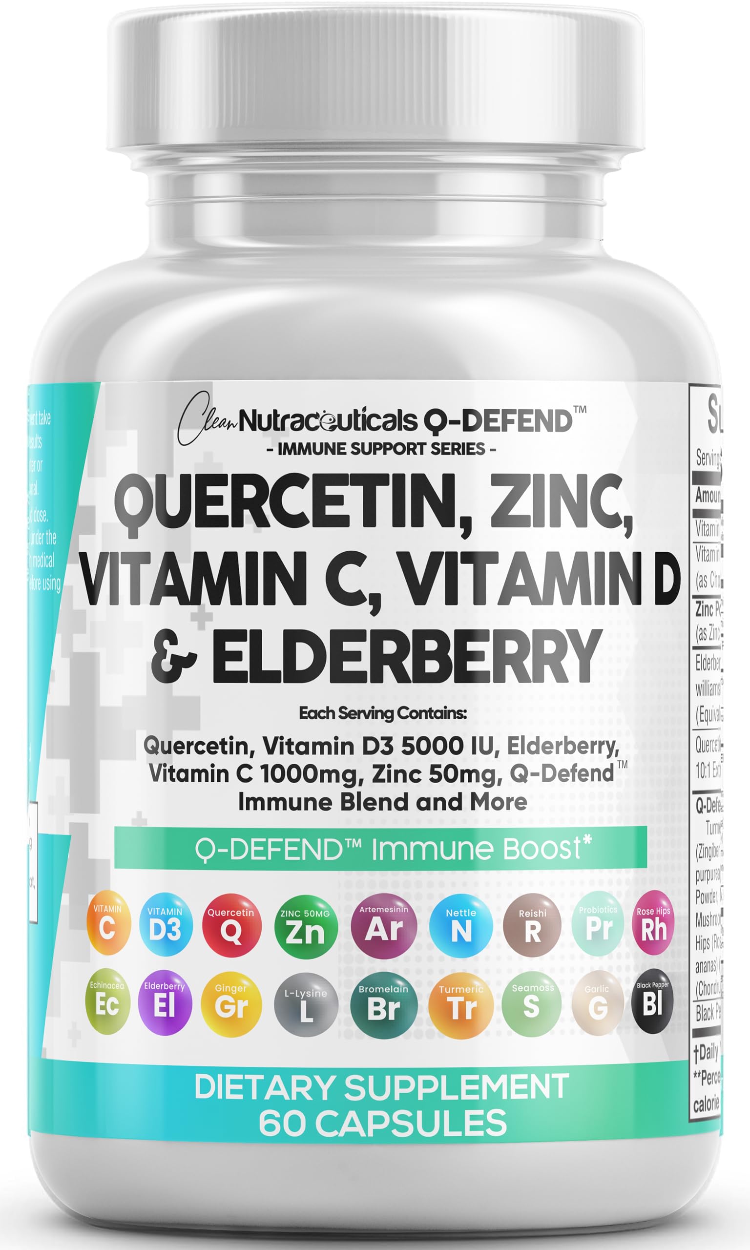Foto 2 pulgar | Suplemento Clean Nutraceuticals: Quercetina, 1000 Mg, Zinc, 50 Mg - Venta Internacional.