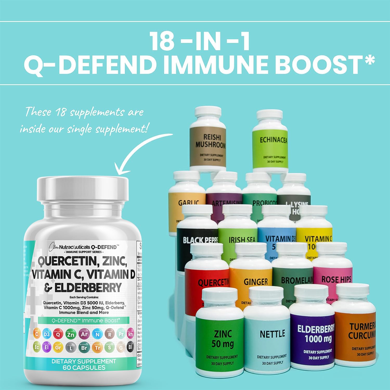 Foto 2 | Suplemento Clean Nutraceuticals: Quercetina, 1000 Mg, Zinc, 50 Mg - Venta Internacional.