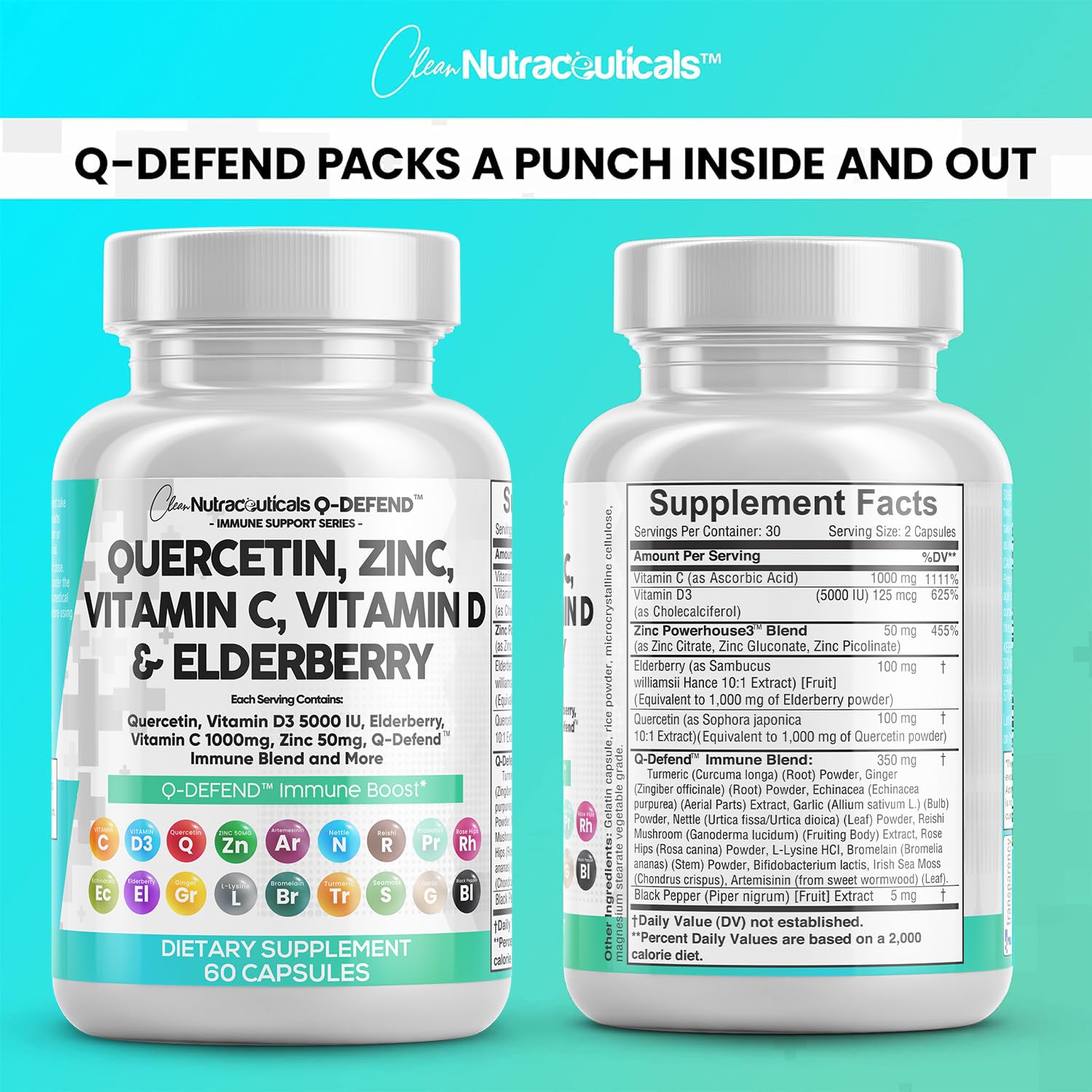 Foto 7 pulgar | Suplemento Clean Nutraceuticals: Quercetina, 1000 Mg, Zinc, 50 Mg - Venta Internacional.