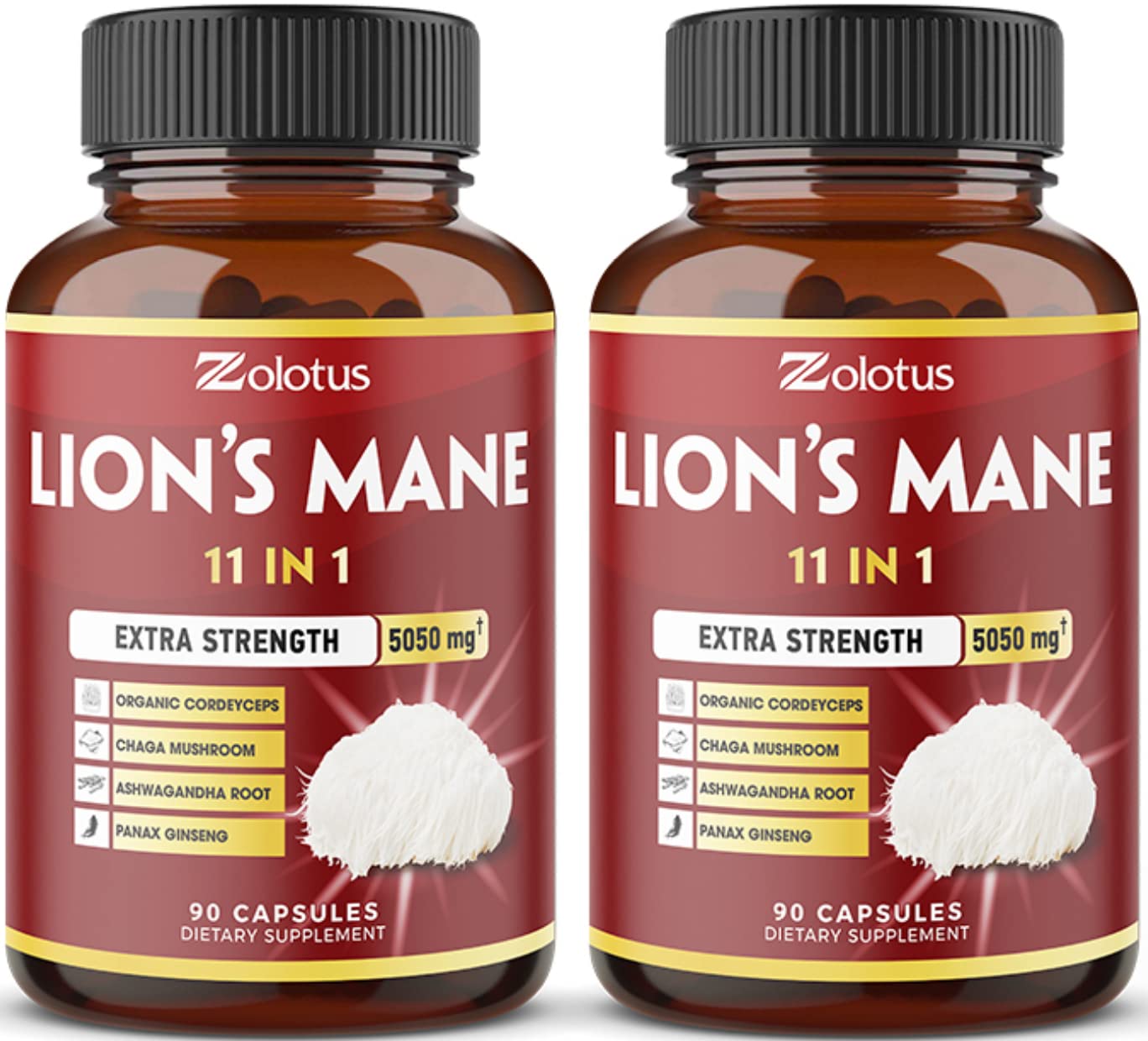 Foto 2 pulgar | Suplemento Zolotus Lions Mane Mushroom 5050 Mg 90 Cápsulas X2 - Venta Internacional.