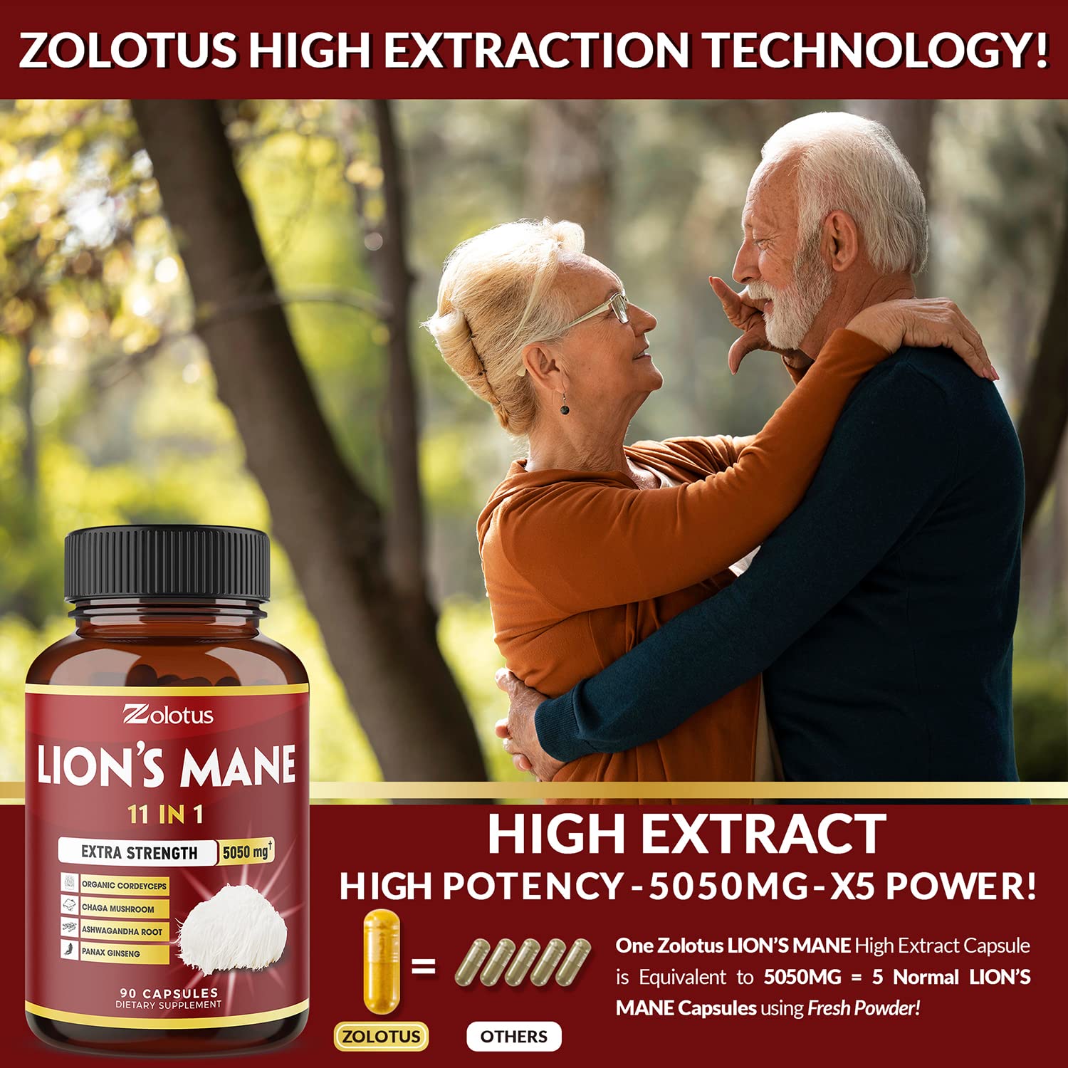 Foto 6 pulgar | Suplemento Zolotus Lions Mane Mushroom 5050 Mg 90 Cápsulas X2 - Venta Internacional.