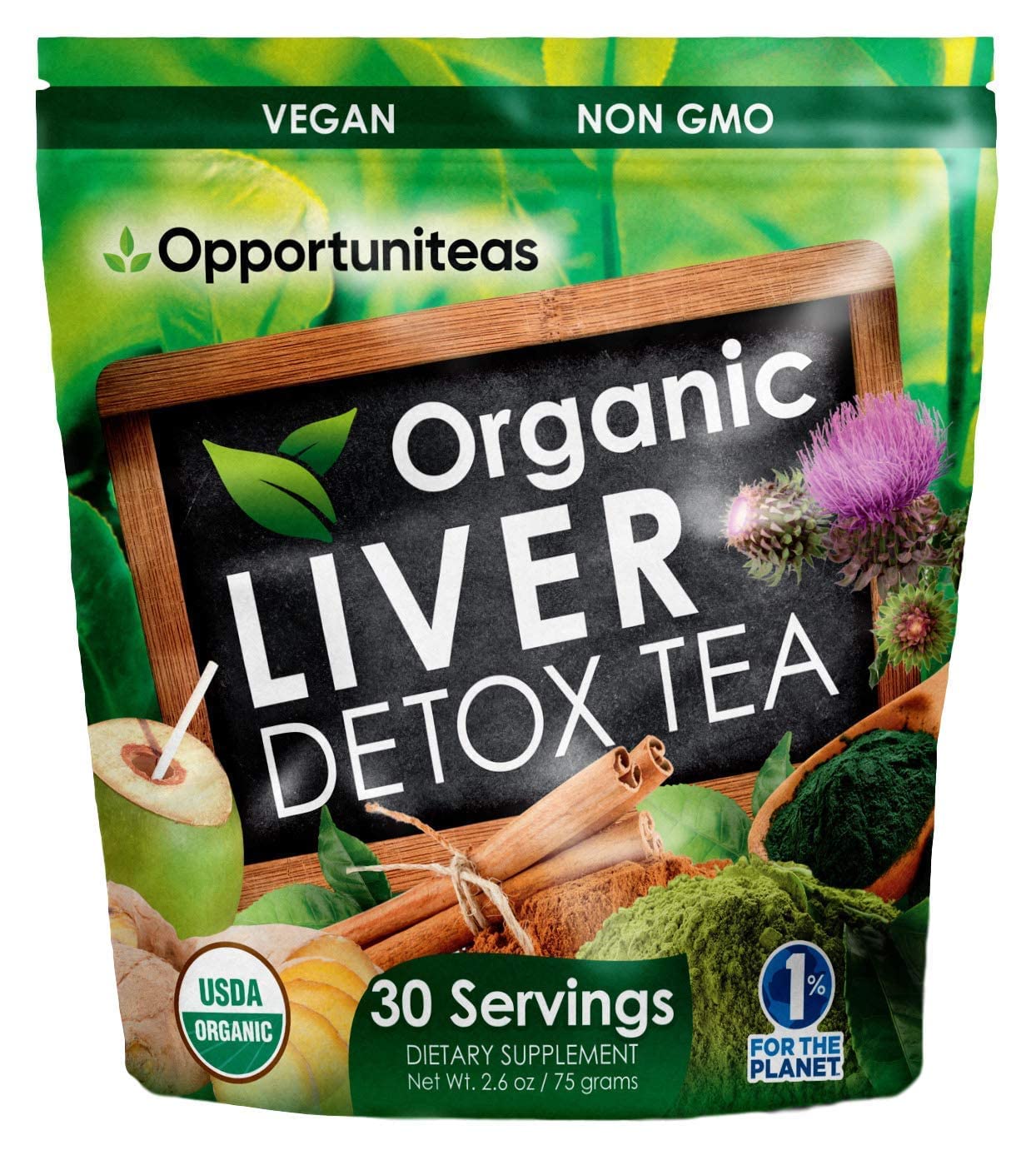 Foto 2 pulgar | Té Desintoxicante Para El Hígado Opportuniteas, Matcha, Cardo Mariano Orgánico - Venta Internacional.