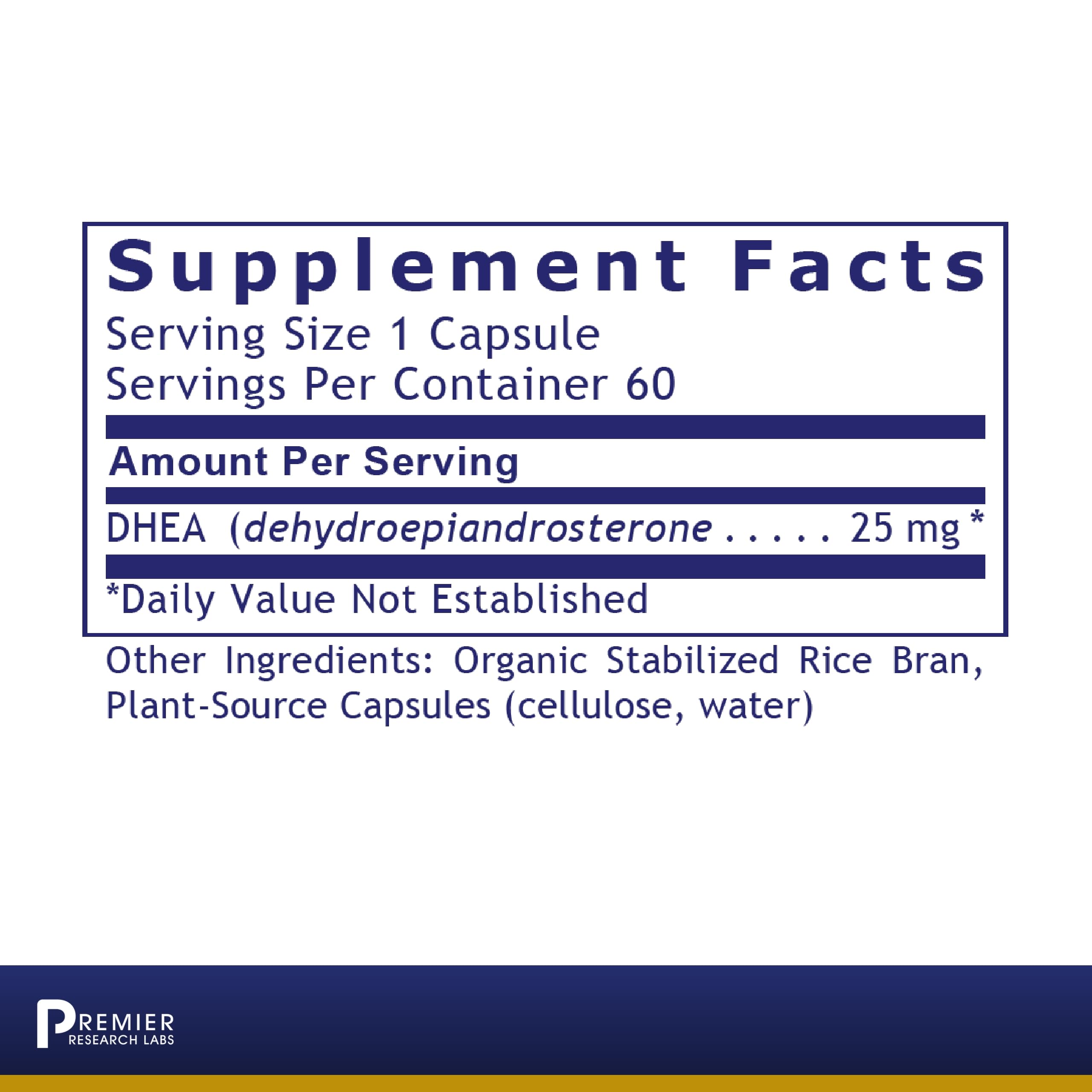 Foto 3 pulgar | Suplemento De Dhea Premier Research Labs Premier 25 Mg 60 Cápsulas - Venta Internacional.