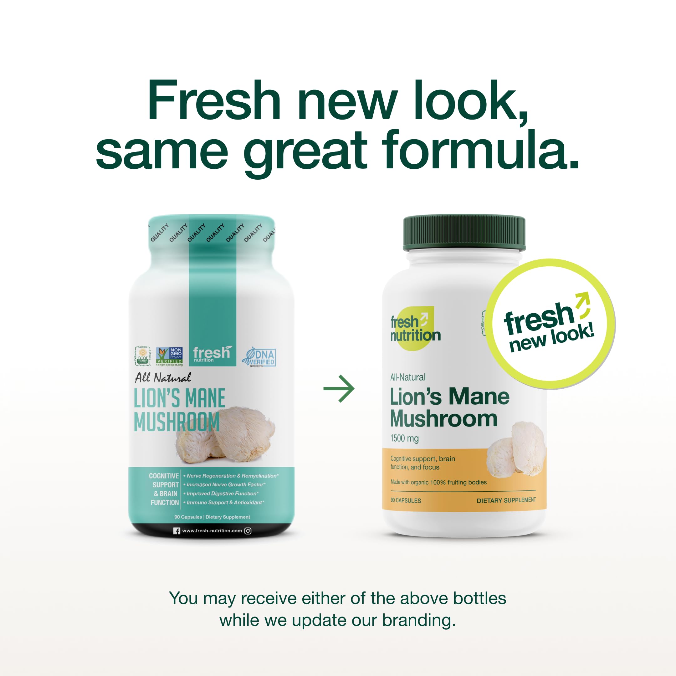 Foto 2 | Cápsula Orgánica Con Melena De León Y Hongos Supplement Fresh Nutrition - Venta Internacional.