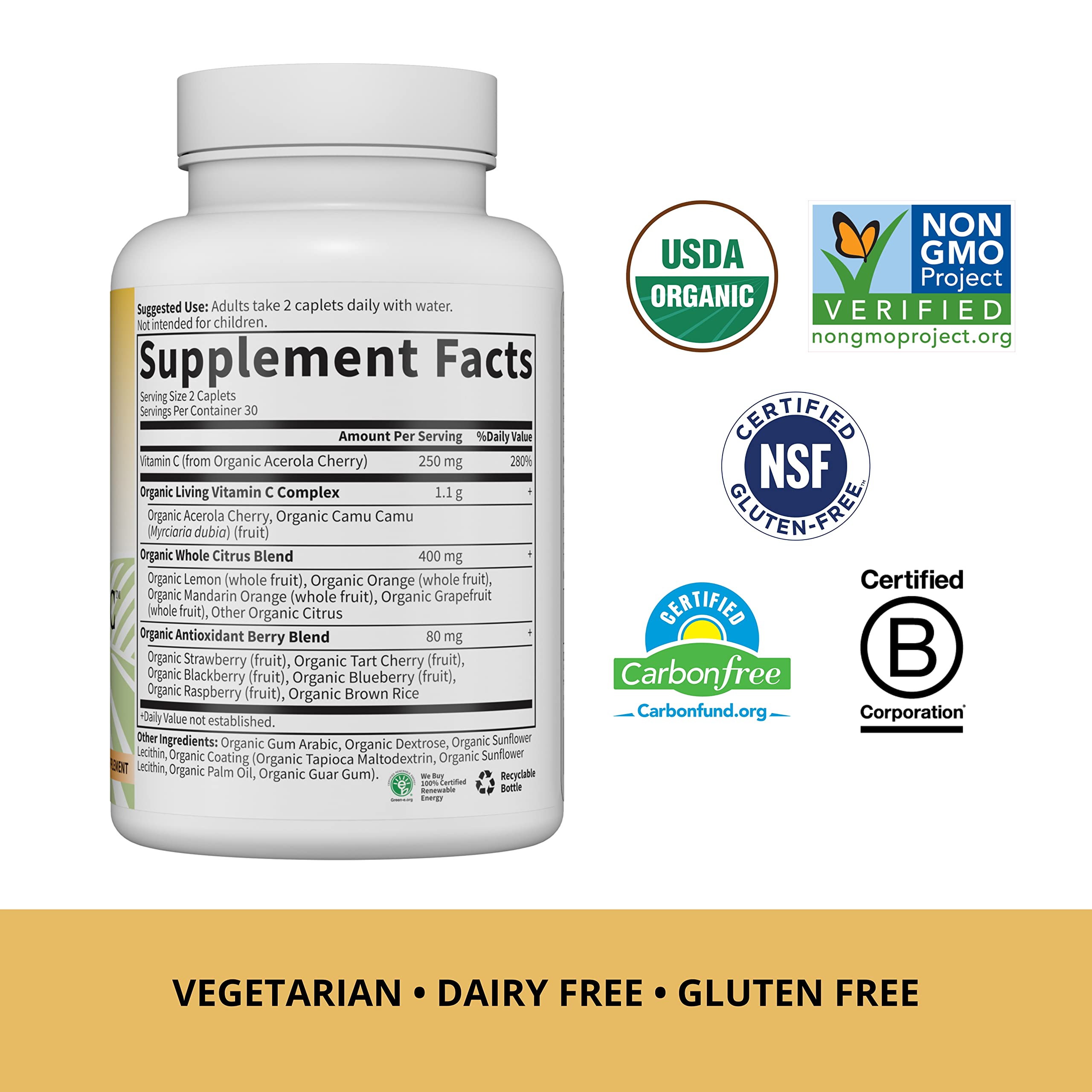 Foto 6 pulgar | Suplemento Garden Of Life Living Vitamina C 60 Comprimidos - Venta Internacional.