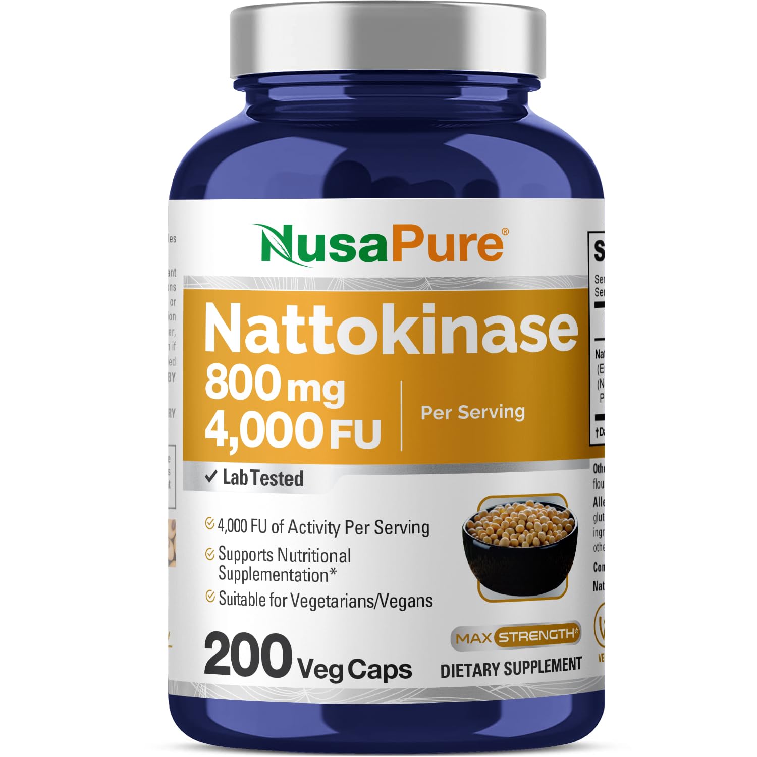 Foto 2 pulgar | Suplemento Nusapure Nattokinase 800 Mg 200 Cápsulas Vegetarianas - Venta Internacional.