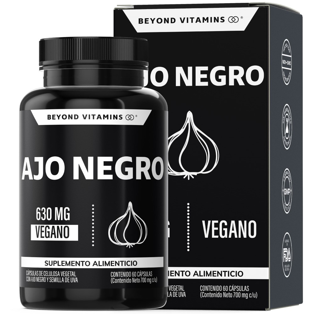 Suplemento Alimenticio Beyond Vitamins Ajo Negro 630mg Con Semilla De Uva 60 Cápsulas