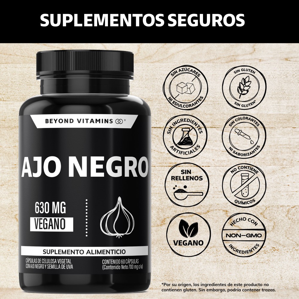 Foto 2 | Suplemento Alimenticio Beyond Vitamins Ajo Negro 630mg Con Semilla De Uva 60 Cápsulas