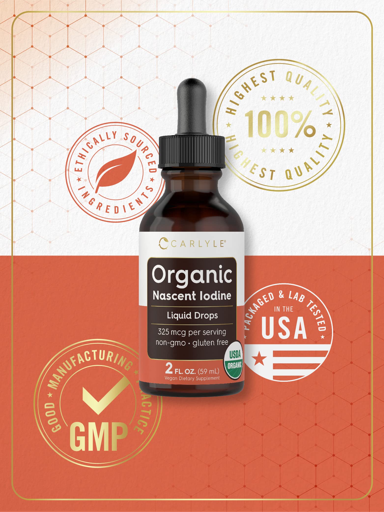 Foto 5 | Suplemento Líquido Orgánico De Yodo Naciente Carlyle, 60 Ml, Vegano - Venta Internacional.
