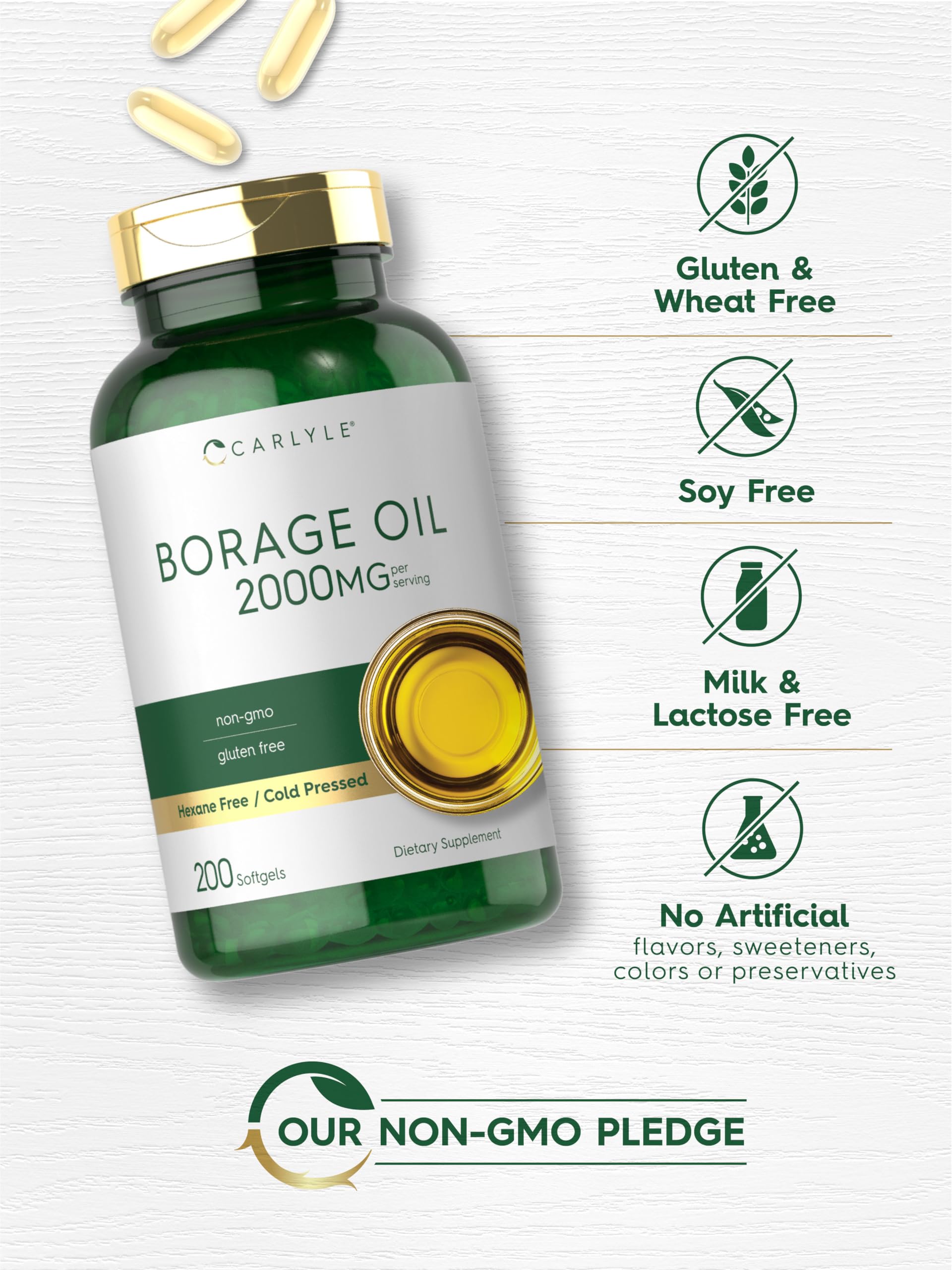 Foto 5 | Suplemento De Aceite De Borraja Carlyle, Cápsulas De 2000 Mg, 200 Cápsulas Blandas - Venta Internacional.