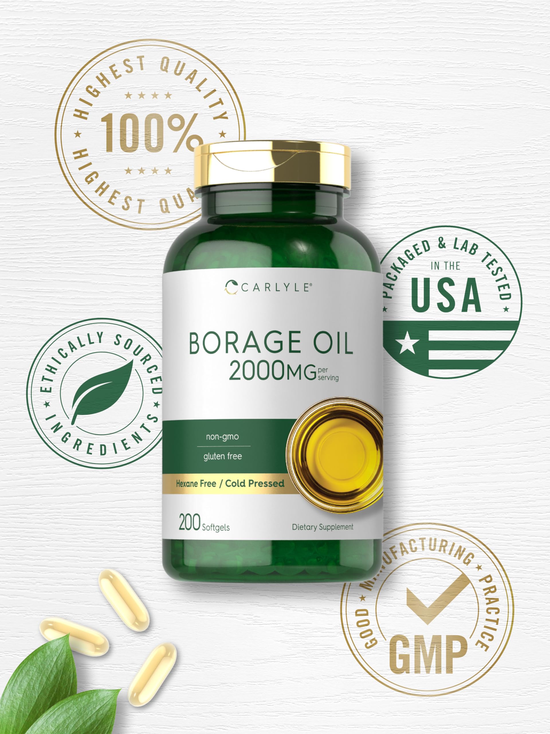 Foto 6 | Suplemento De Aceite De Borraja Carlyle, Cápsulas De 2000 Mg, 200 Cápsulas Blandas - Venta Internacional.