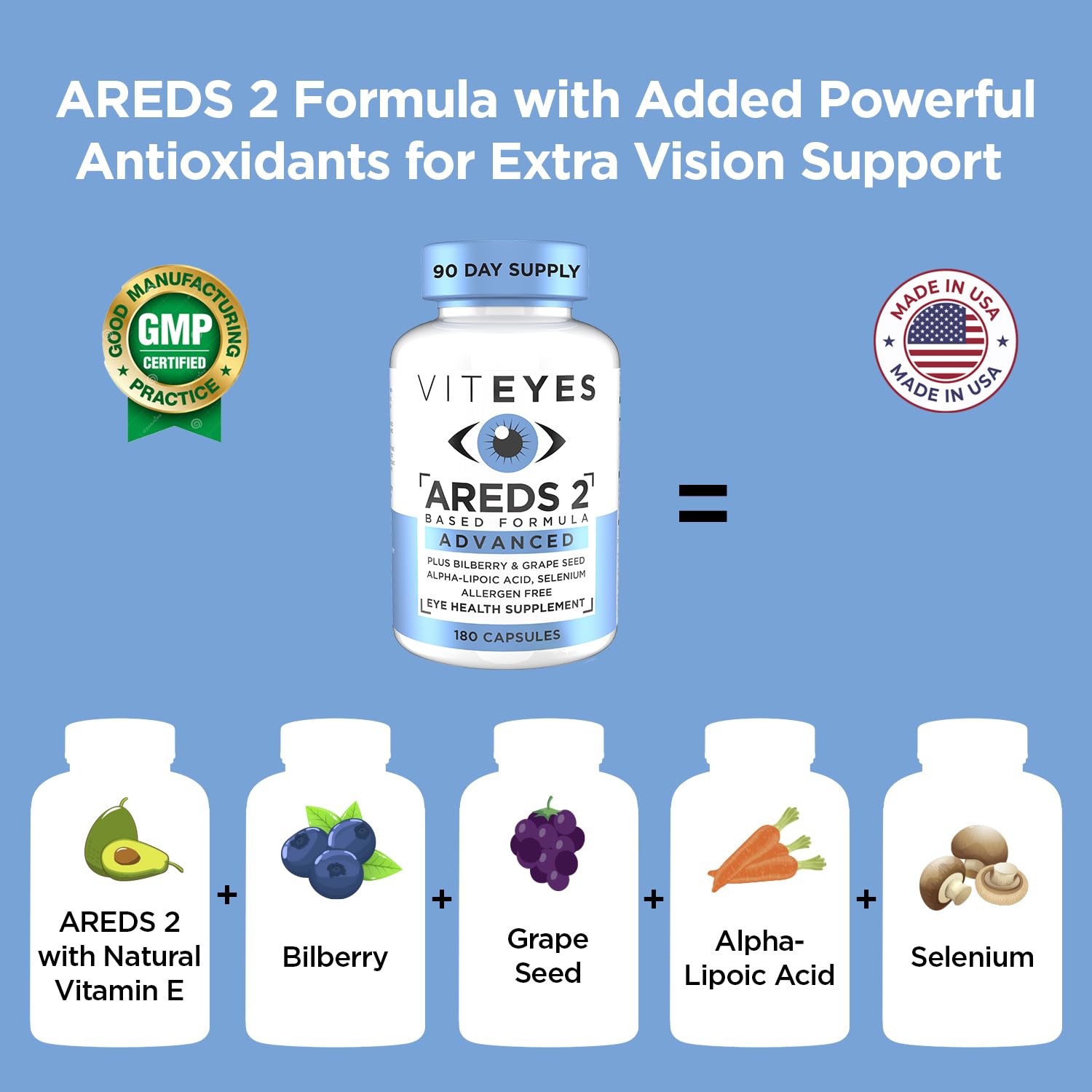 Foto 3 pulgar | Suplemento Viteyes Areds 2 Advanced Macular Support 180 Tabletas - Venta Internacional.