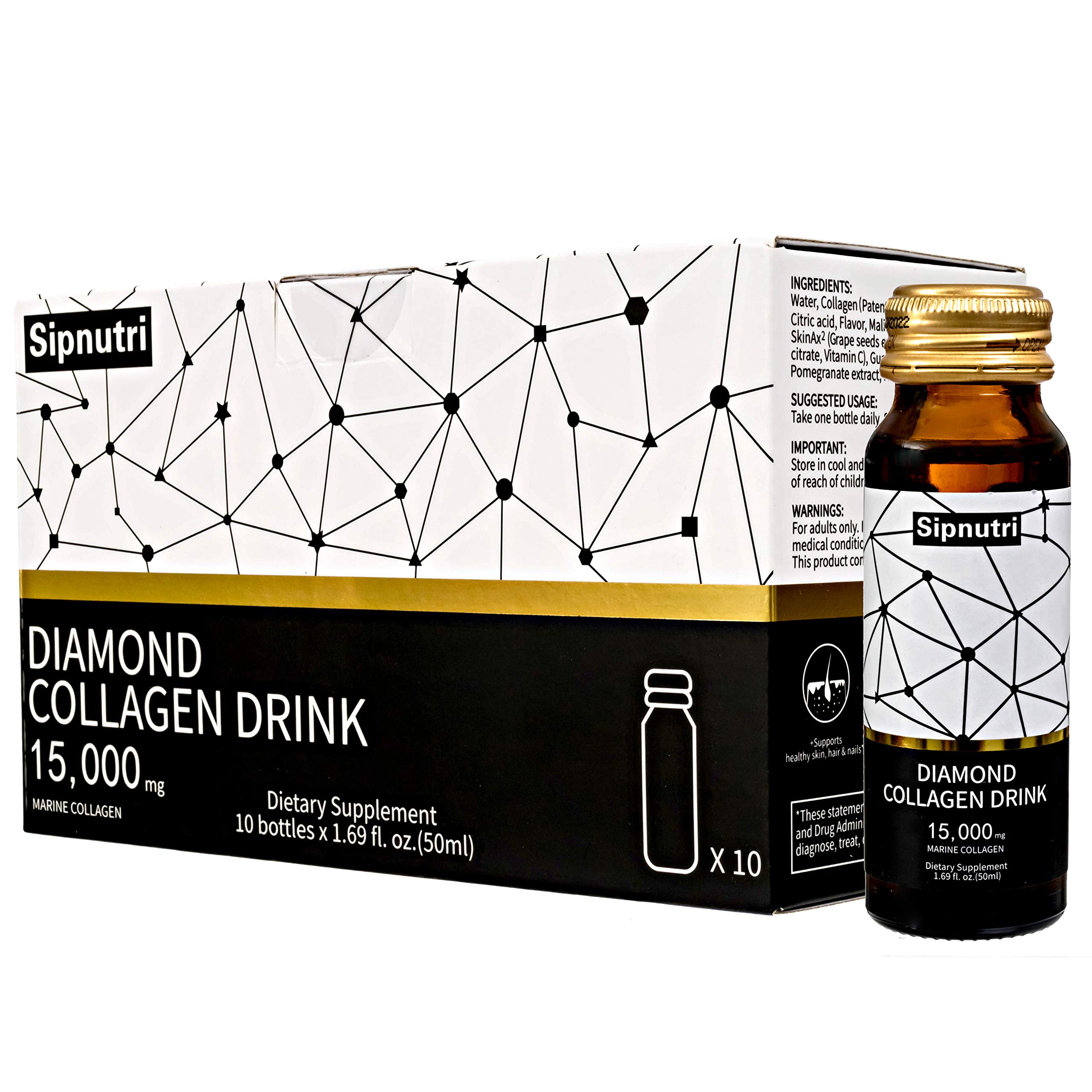 Foto 2 pulgar | Bebida Líquida De Colágeno Sipnutri Diamond 15000 Mg Con Vitamina C - Venta Internacional.