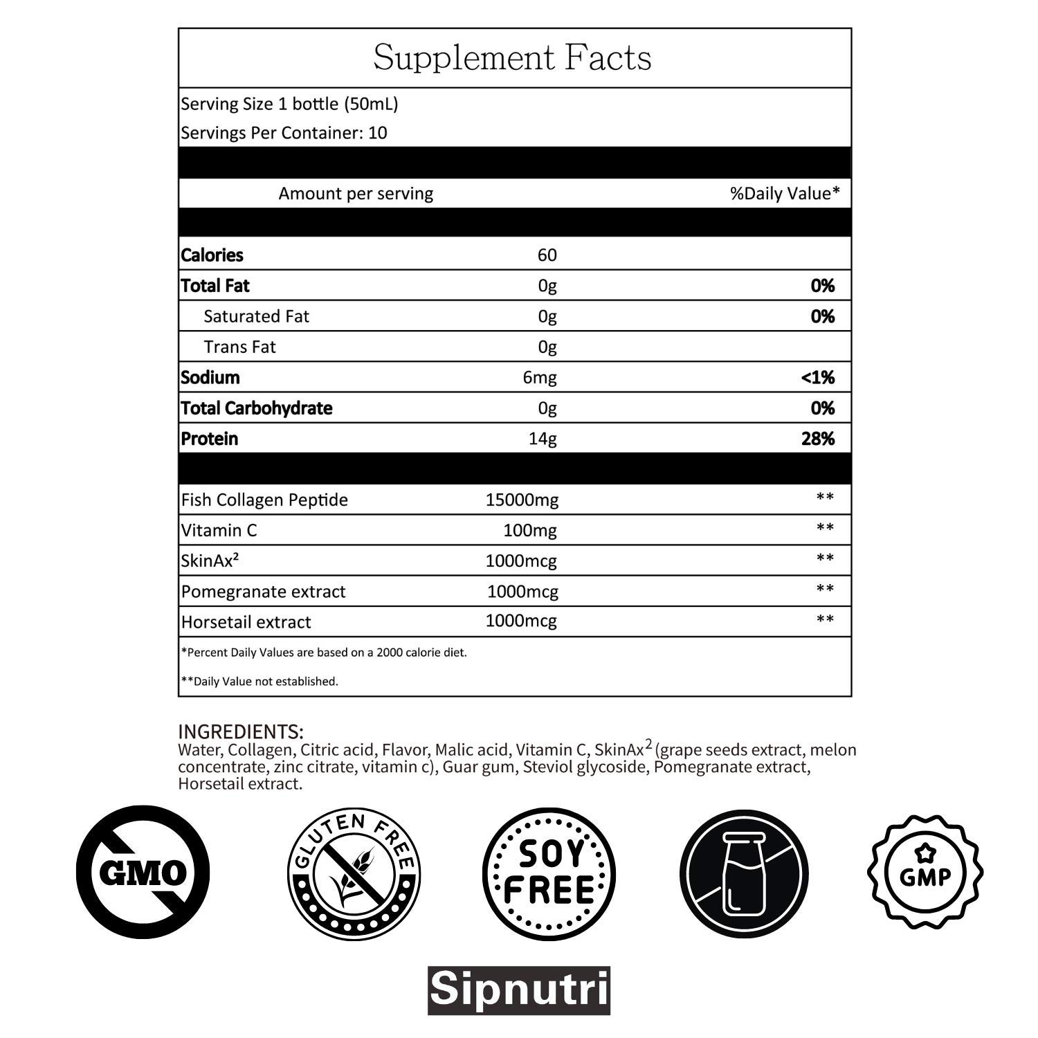 Foto 7 pulgar | Bebida Líquida De Colágeno Sipnutri Diamond 15000 Mg Con Vitamina C - Venta Internacional.