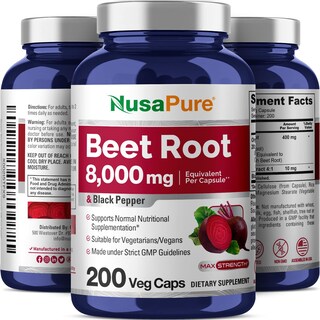 Foto 4 | Suplemento Nusapure De Raíz De Remolacha De 8000 Mg Con Pimienta Negra, 200 Cápsulas - Venta Internacional.