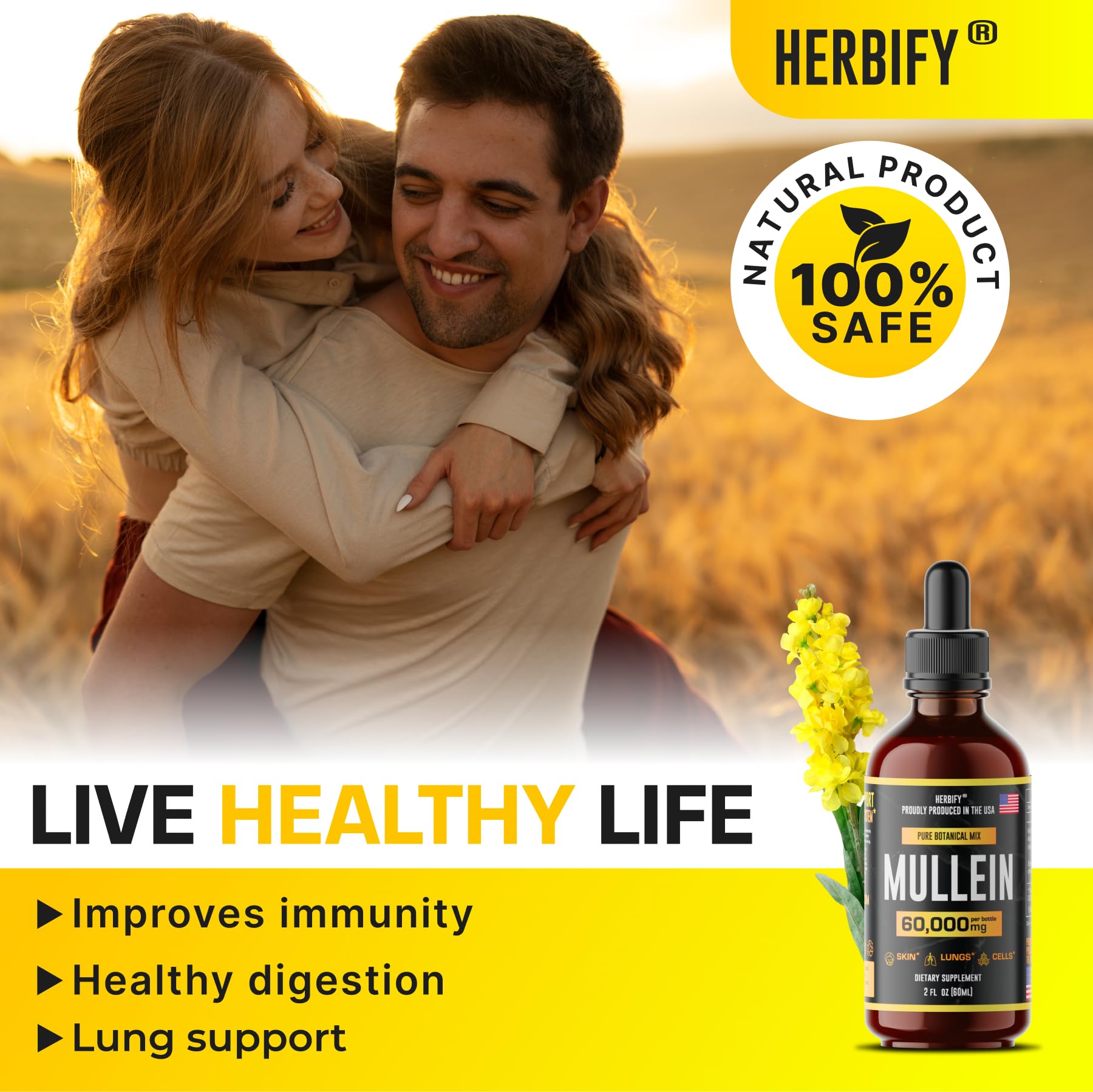 Foto 5 pulgar | Tintura Herbify, Extracto De Gordolobo, 60 Ml, Sin Alcohol, Orgánico - Venta Internacional.