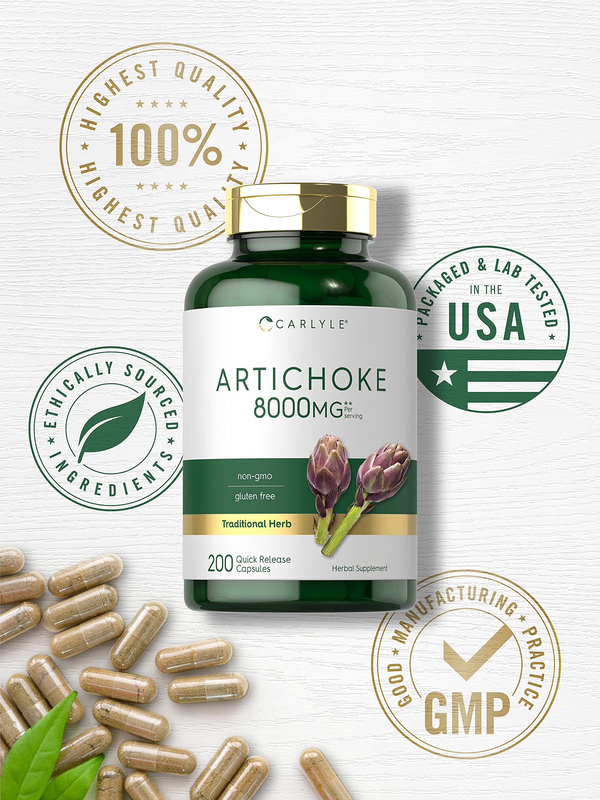 Foto 5 | Suplemento: Cápsulas De Extracto De Alcachofa Carlyle, 8000 Mg, 200 Unidades - Venta Internacional.