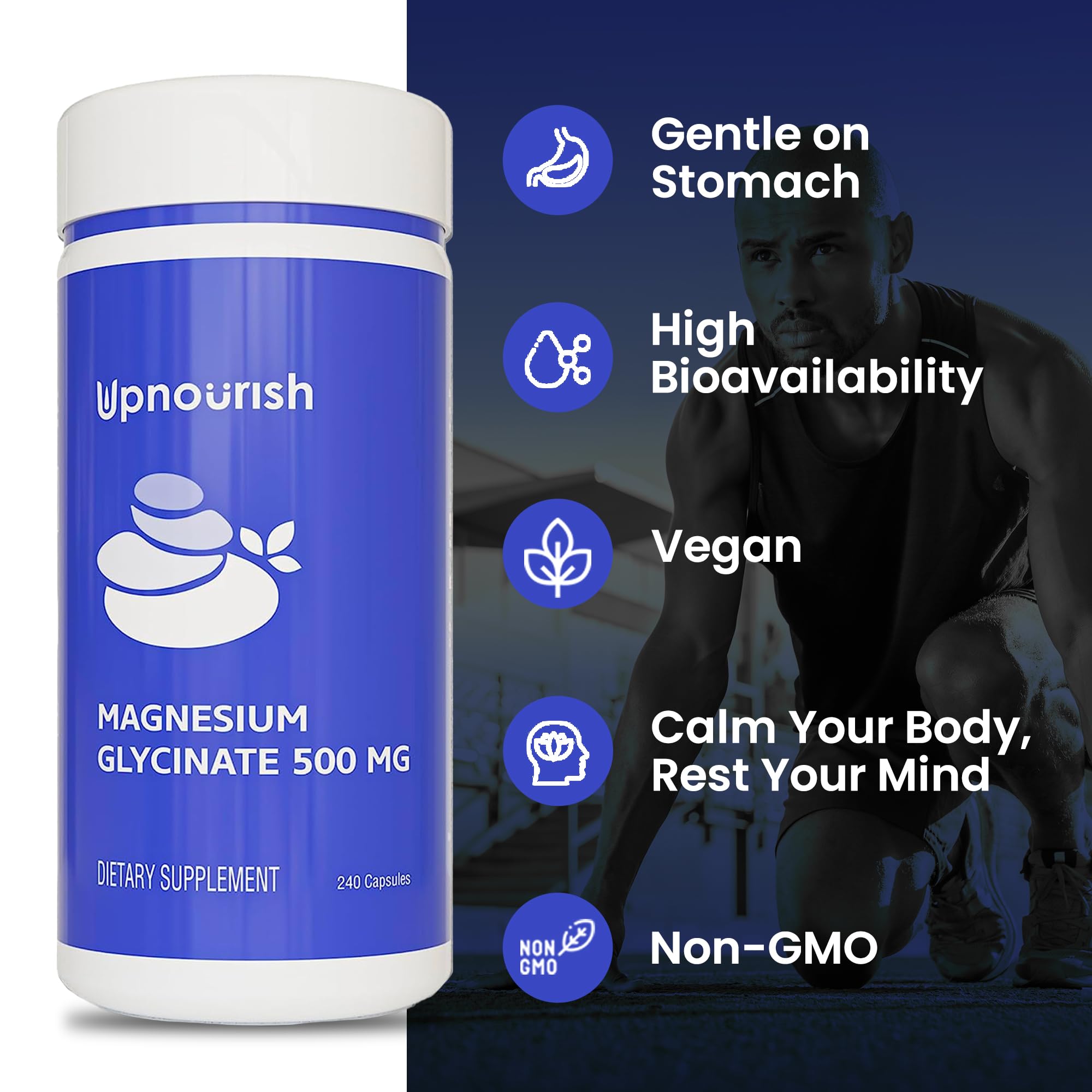 Foto 5 pulgar | Suplemento Upnourish, Quelato De Glicinato De Magnesio, Cápsulas De 500 Mg - Venta Internacional.