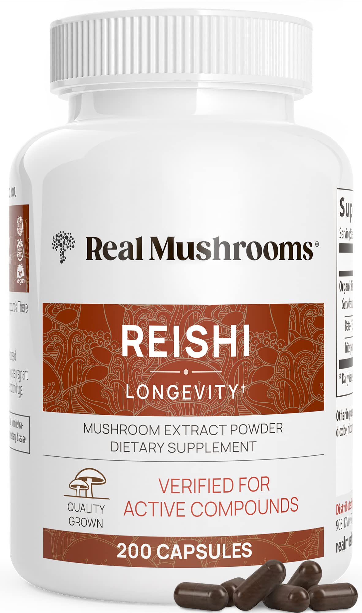 Suplemento De Hongos Reales, Cápsulas De Reishi, 200 Cápsulas - Venta Internacional.