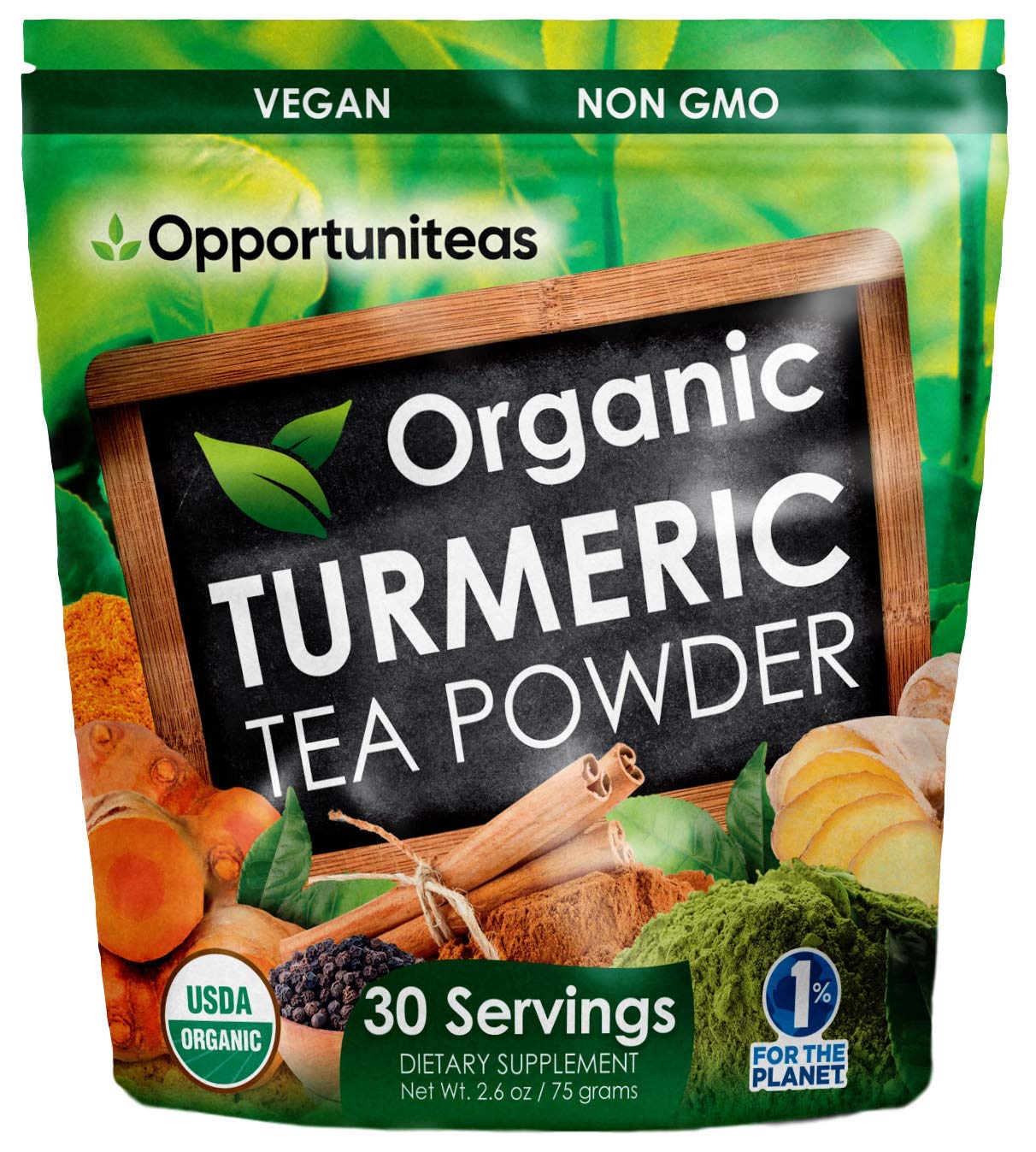 Foto 2 pulgar | Té En Polvo Opportuniteas Té Verde Con Cúrcuma Orgánica Y Matcha - Venta Internacional.