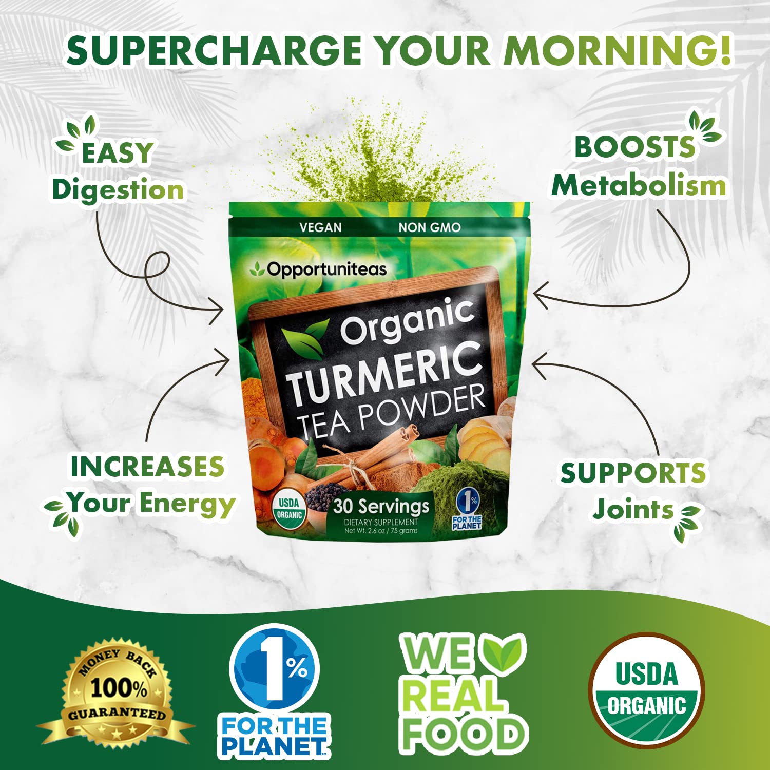 Foto 5 pulgar | Té En Polvo Opportuniteas Té Verde Con Cúrcuma Orgánica Y Matcha - Venta Internacional.