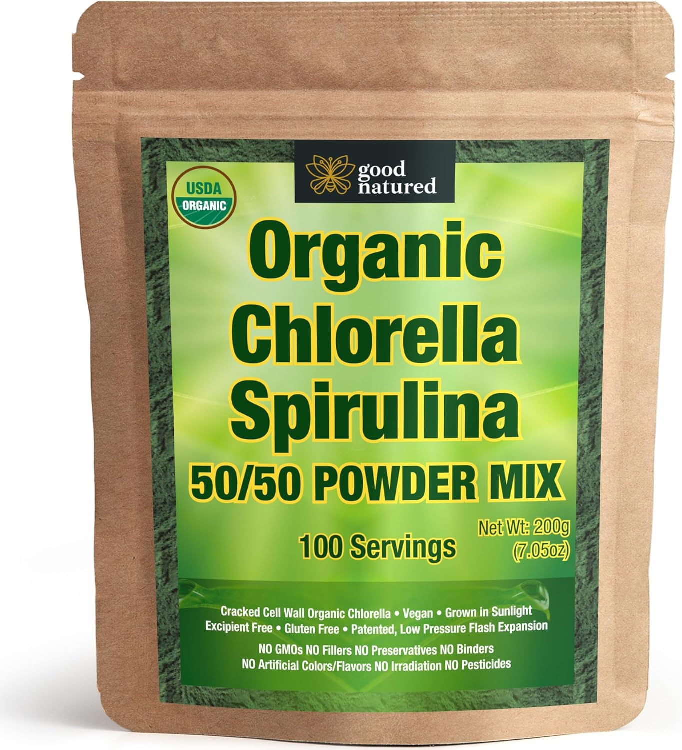 Chlorella Spirulina En Polvo Good Natured Organic 200 G - Venta Internacional.