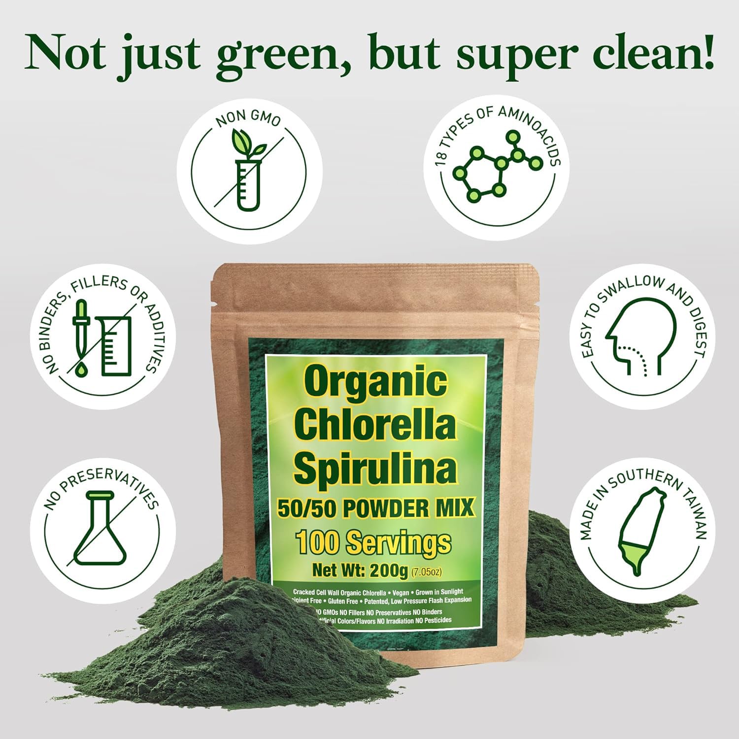 Foto 5 pulgar | Chlorella Spirulina En Polvo Good Natured Organic 200 G - Venta Internacional.