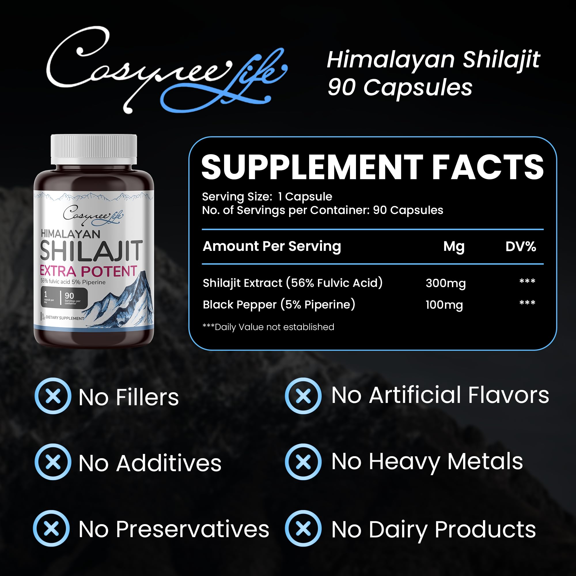 Foto 3 pulgar | Suplemento Cosynee Shilajit Himalayan 90 Cápsulas Con Piperina - Venta Internacional.