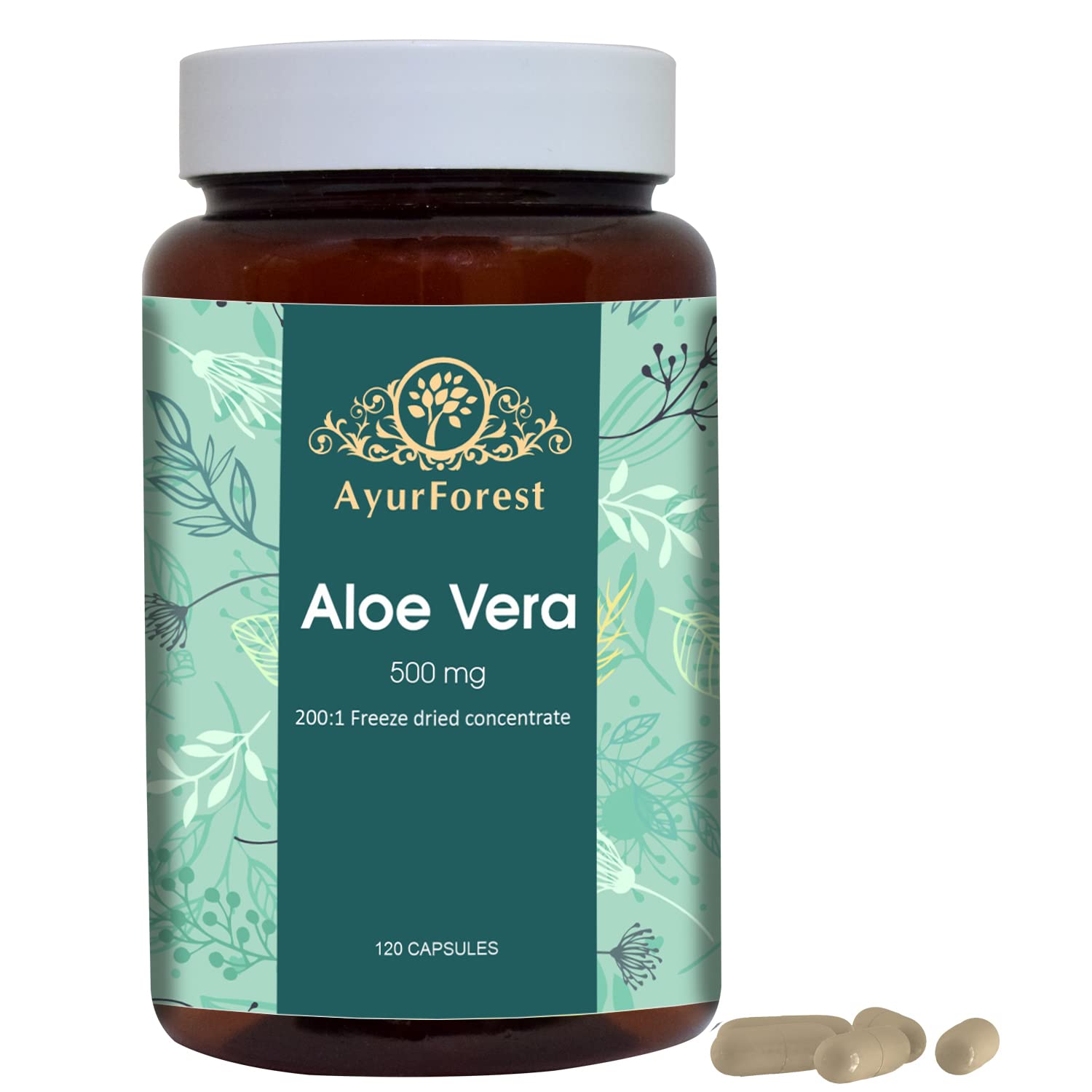Foto 2 pulgar | Suplemento Ayurforest, Cápsulas De Aloe Vera, 120 Cápsulas, 500 Mg - Venta Internacional.