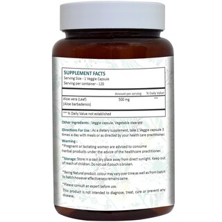 Foto 2 | Suplemento Ayurforest, Cápsulas De Aloe Vera, 120 Cápsulas, 500 Mg - Venta Internacional.