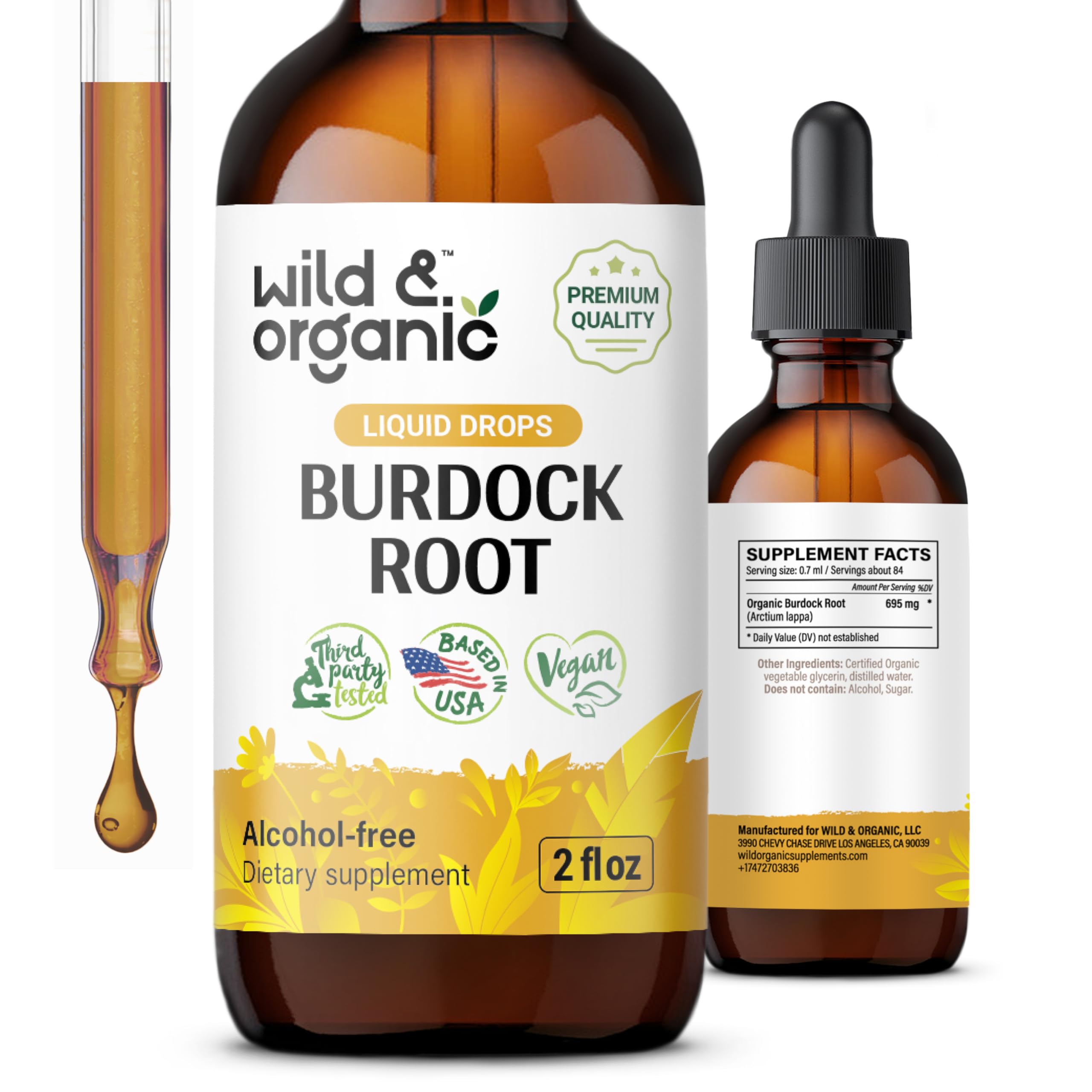 Foto 1 | Tintura De Raíz De Bardana Silvestre Y Orgánica, 60 Ml, Sin Alcohol - Venta Internacional.